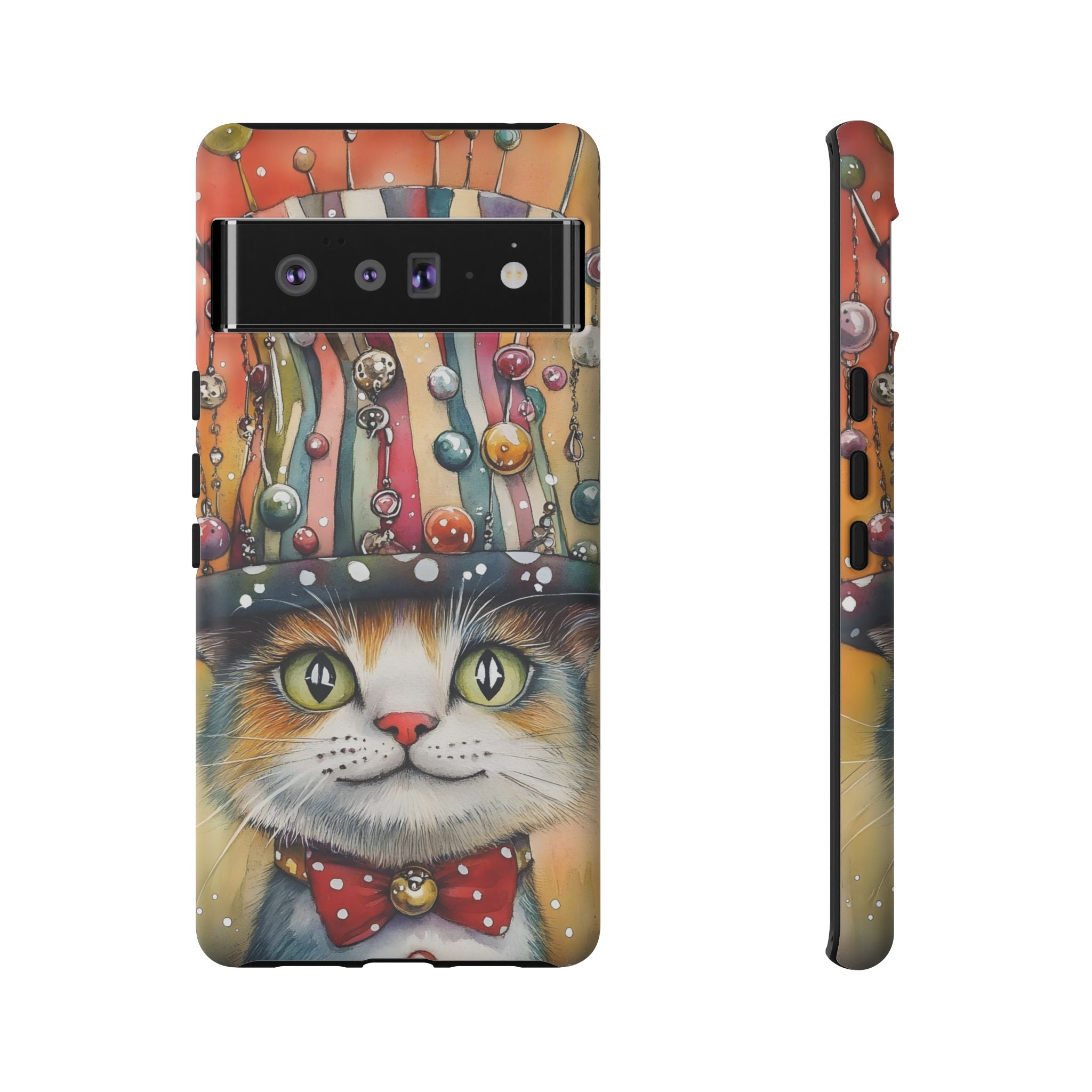 Cat in Colorful Top Hat Google Pixel Case — Whimsical Cat Art iPhone Case