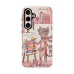 Artistic Cat Samsung Galaxy Phone Case | Painter Kitty Illustration Tough Case