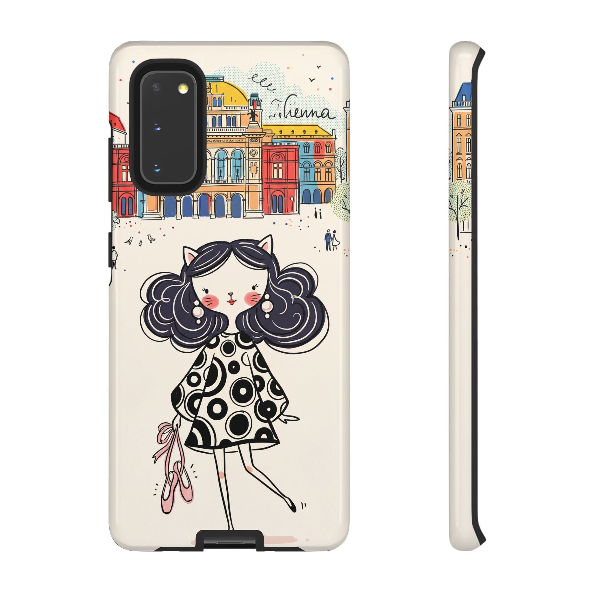 Cute Parisian Cat Girl Samsung galaxy Phone Case | Ballet Slippers Illustration Tough Case