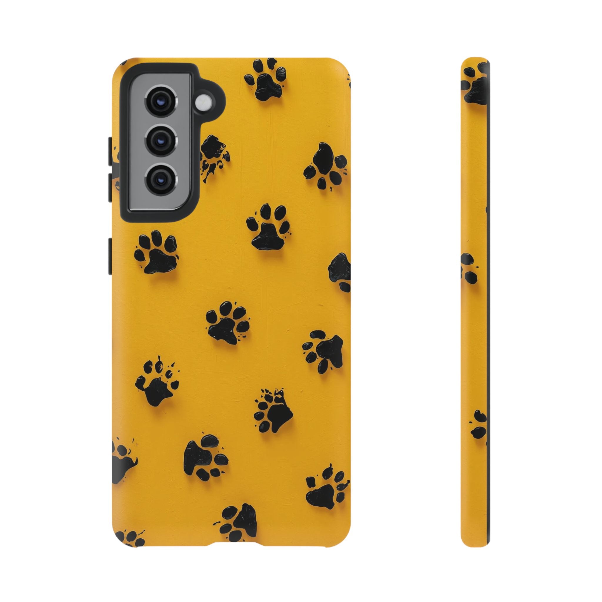 Yellow Paw Print Tough Samsung Galaxy Case — Protective Dog & Cat Lover Cover