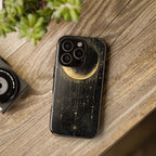 Moonlit Crescent Tough iPhone Case | Gold Stars Night Sky