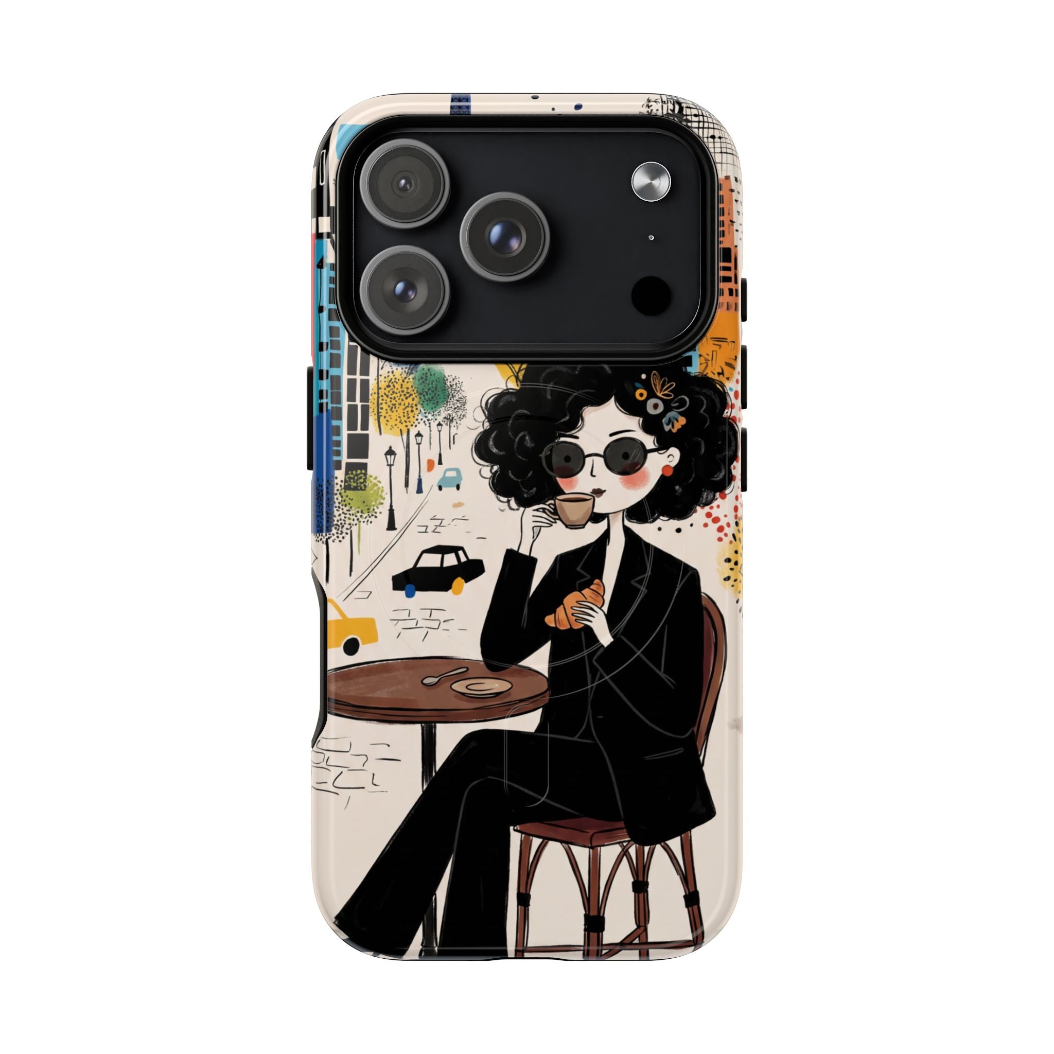 Paris Cafe Chic MagSafe iPhone Case | Stylish Woman Illustration iPhone Cover