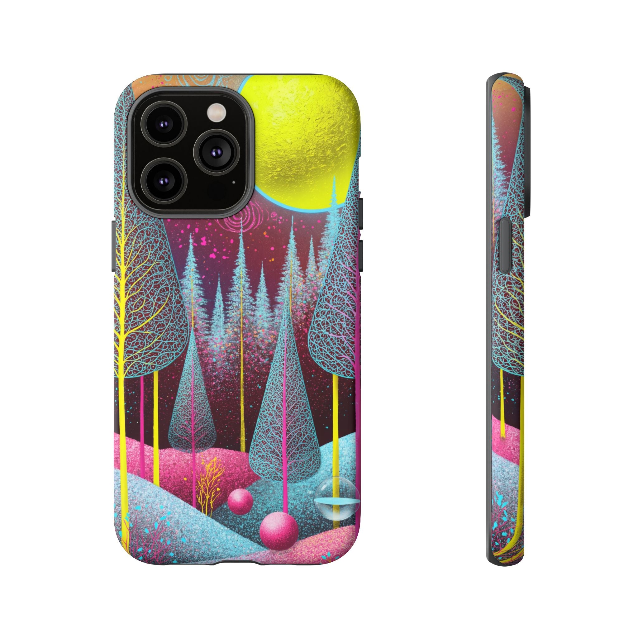 Neon Dreamscape Forest iPhone Case