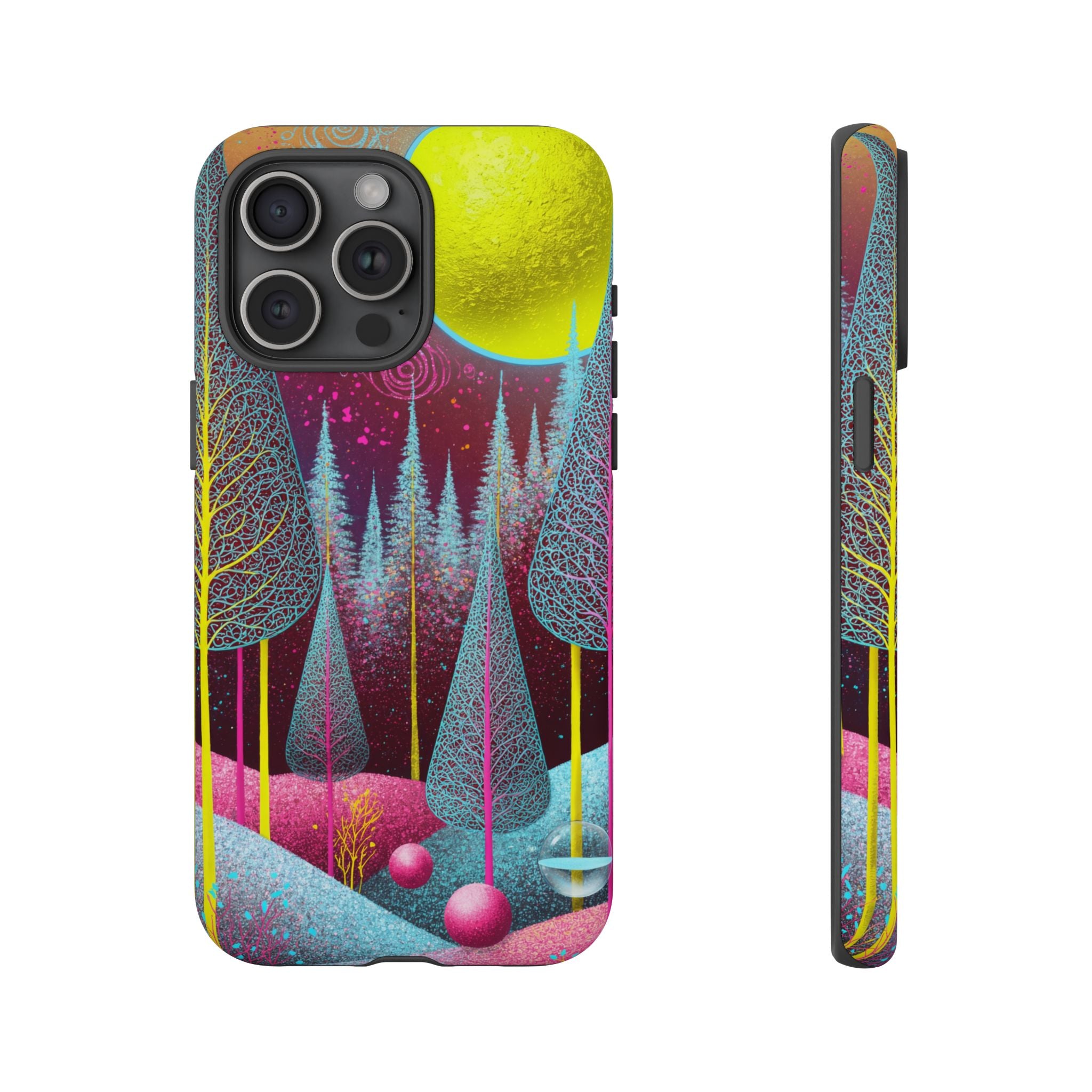 Neon Dreamscape Forest iPhone Case