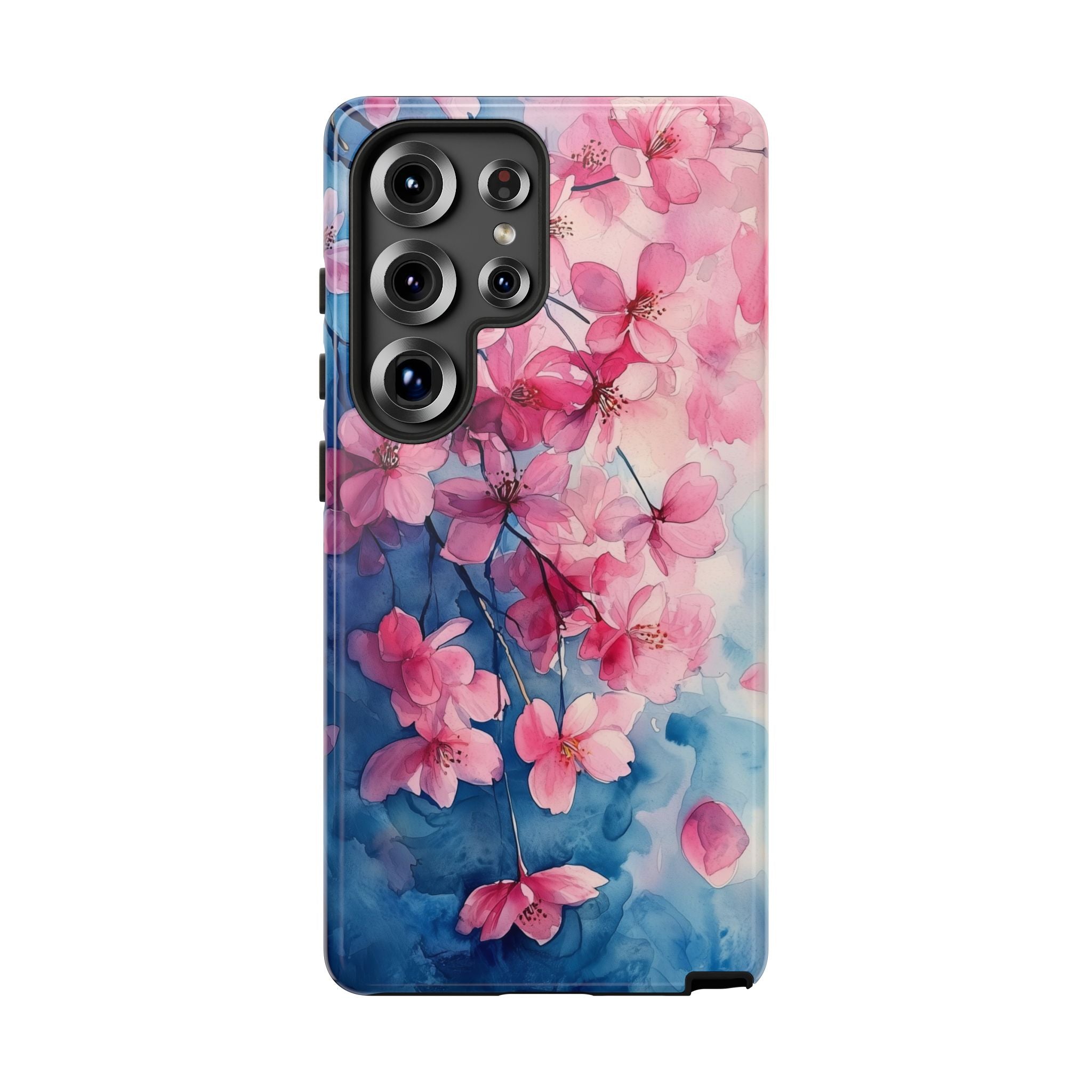Floral Cherry Blossom Samsung Galaxy Case | Pink Blue Watercolour