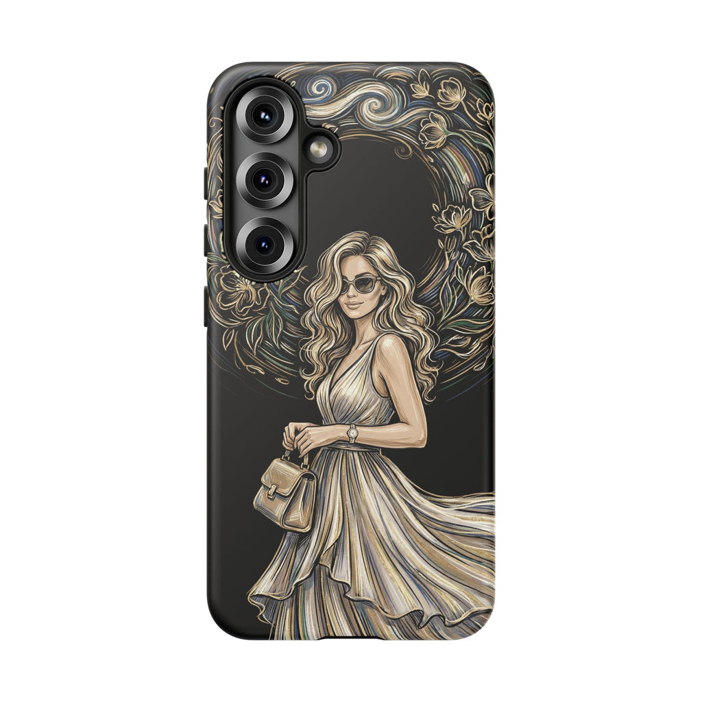 Custodia per telefono Samsung Galaxy robusta con ghirlanda floreale donna elegante