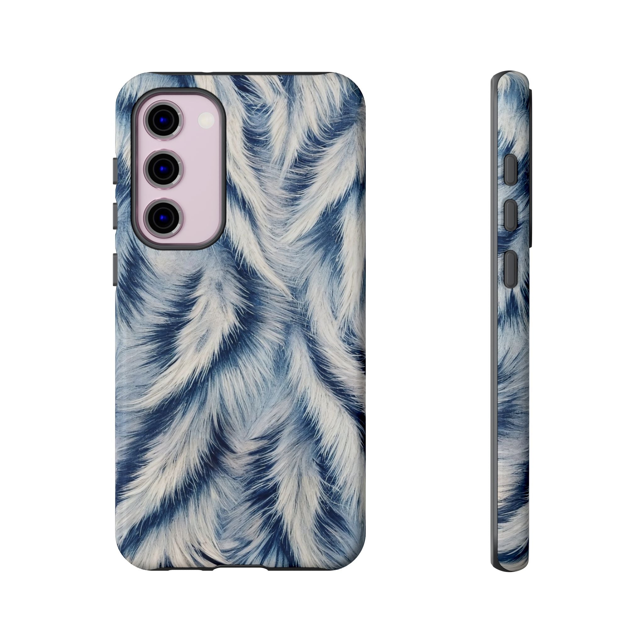 Blue Faux Fur Texture Protective Tough Samsung Galaxy Case