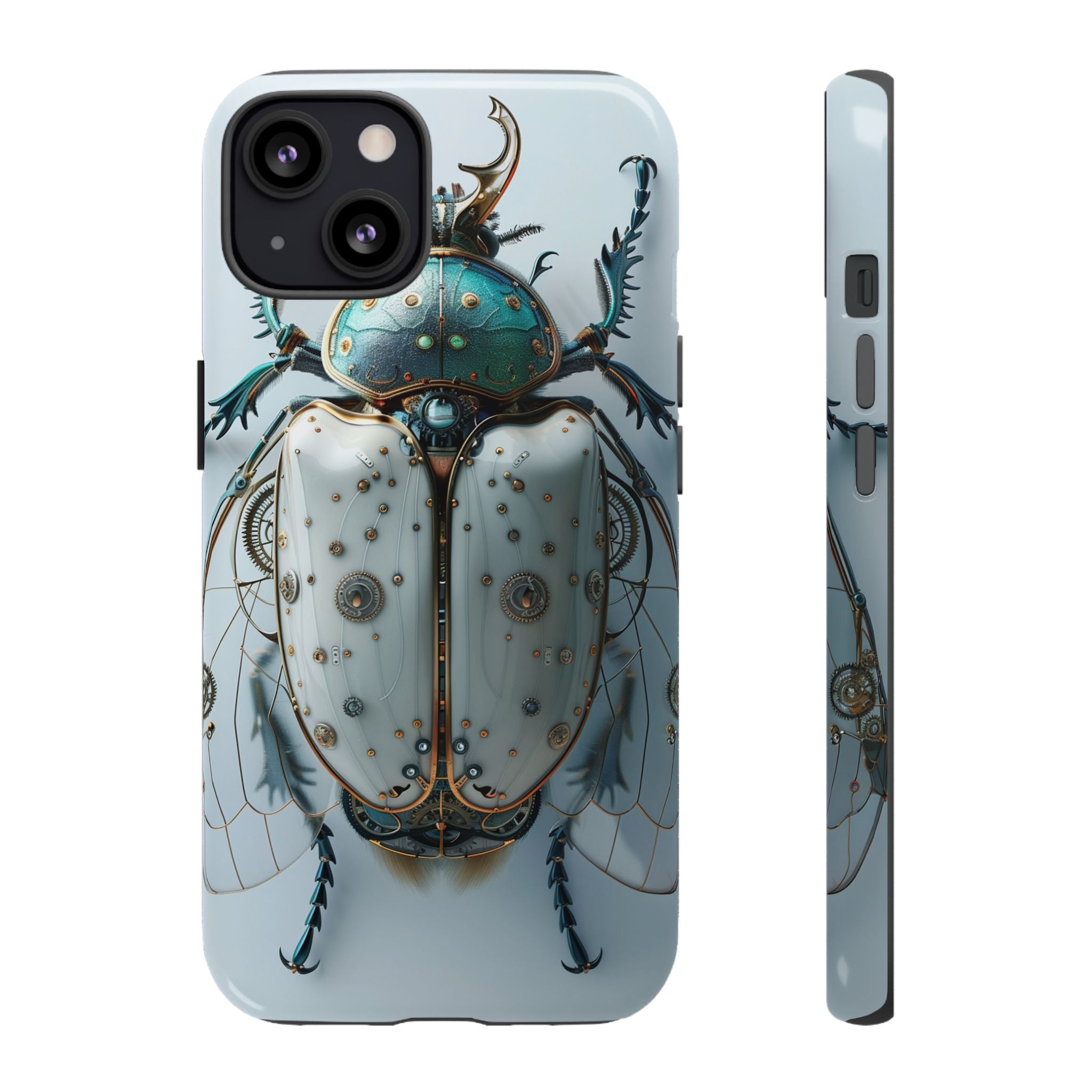 Steampunk White Beetle Protective Tough iPhone Case