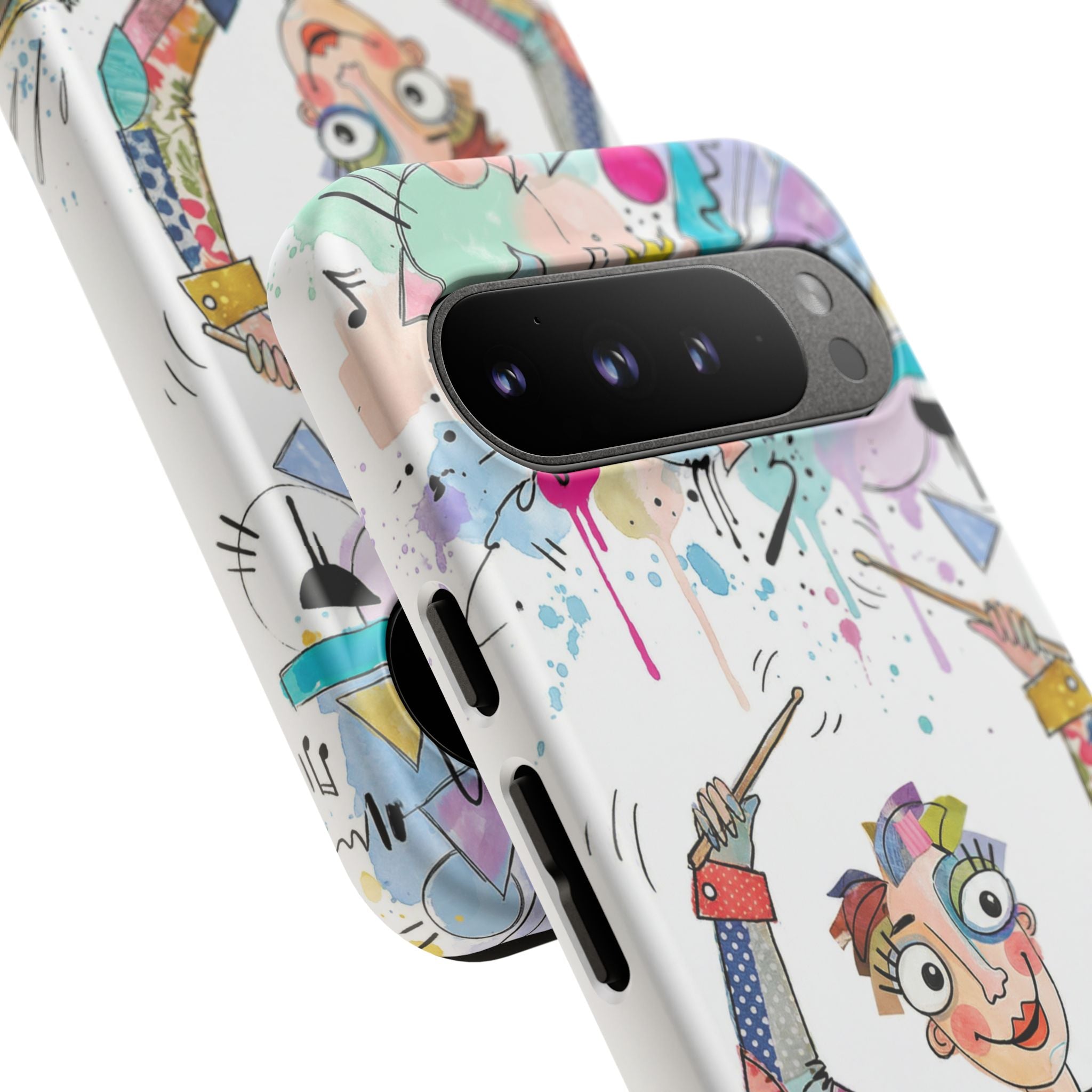 Custodia per telefono Google Pixel Drummer Boy | Cover protettiva colorata con batteria da cartone animato