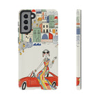 Stylish Riviera Samsung Galaxy Phone Case | Chic Retro Woman in Convertible Design