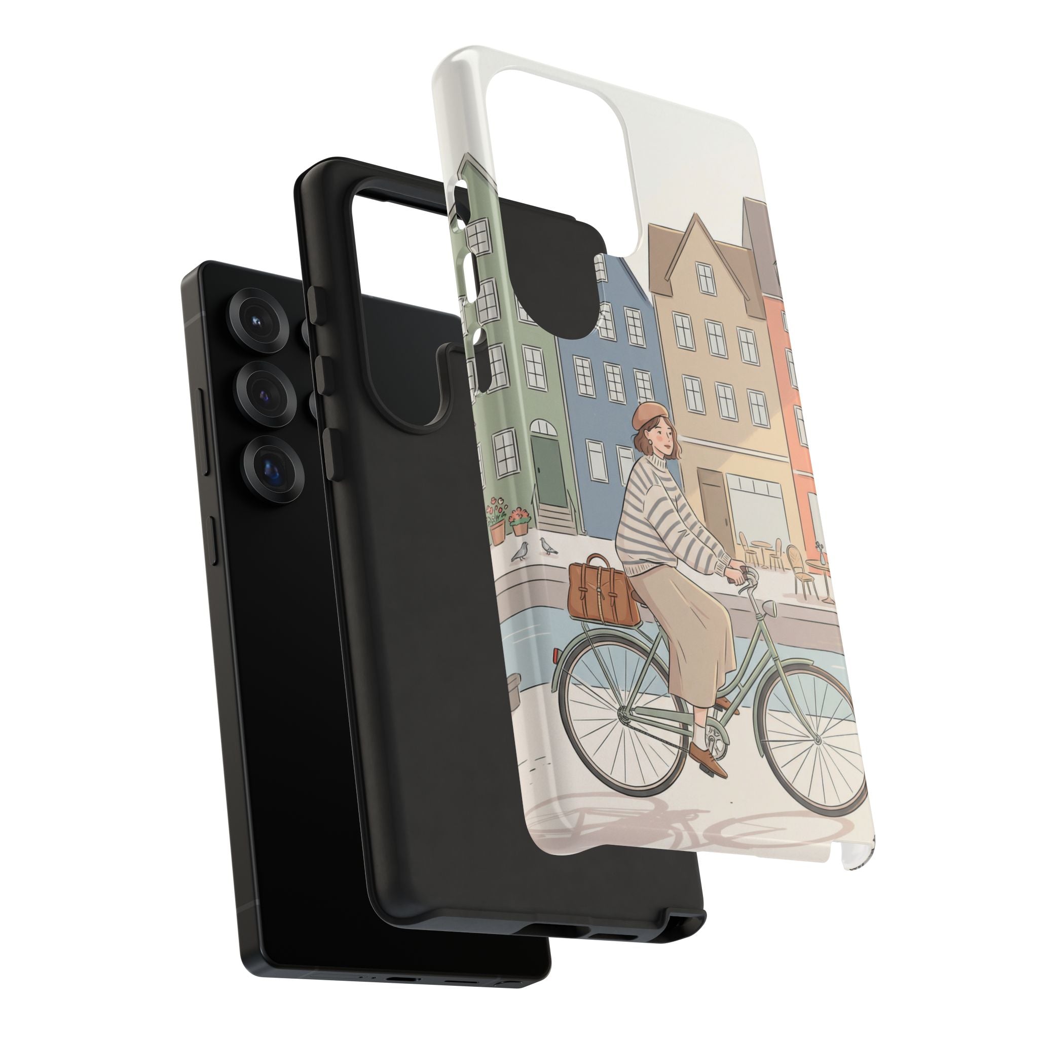 City Bike Samsung Galaxy Phone Case | Cozy European Street Illustration Tough Cases