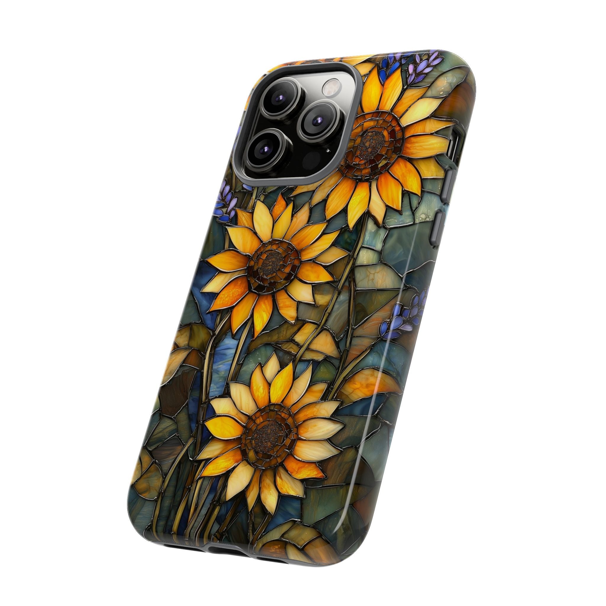 Sunflower Stained Glass Tough iPhone Case | Floral Protective Cover