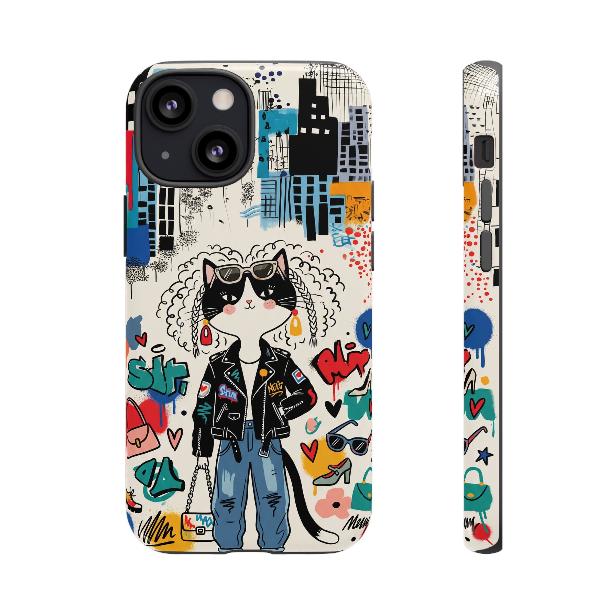 Punk City Cat Graffiti Design iPhone Case