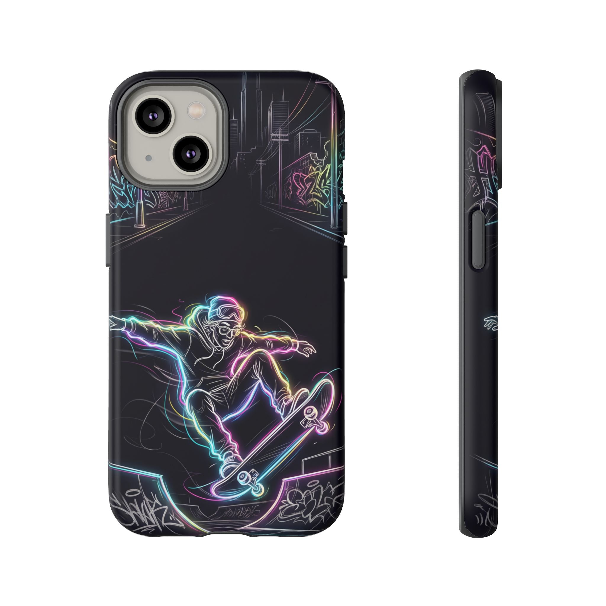 Neon Skateboard iPhone Case | Glow Skatepark Protective Cover