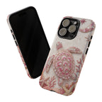 Cover protettiva per iPhone a conchiglia di tartaruga marina rosa