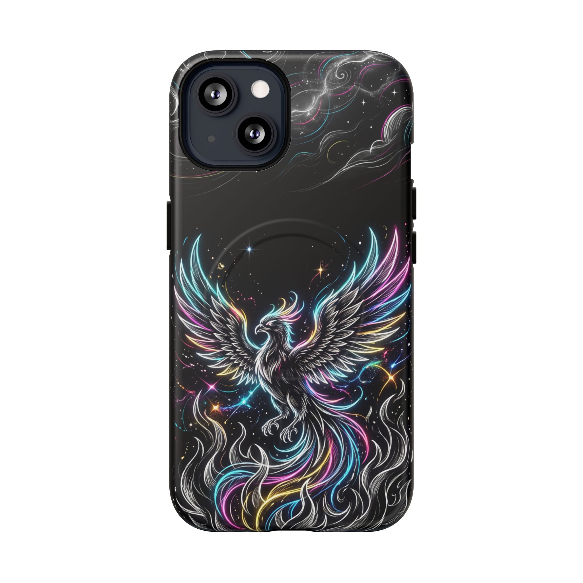 Colorful Neon Phoenix Tough MagSafe iPhone Case