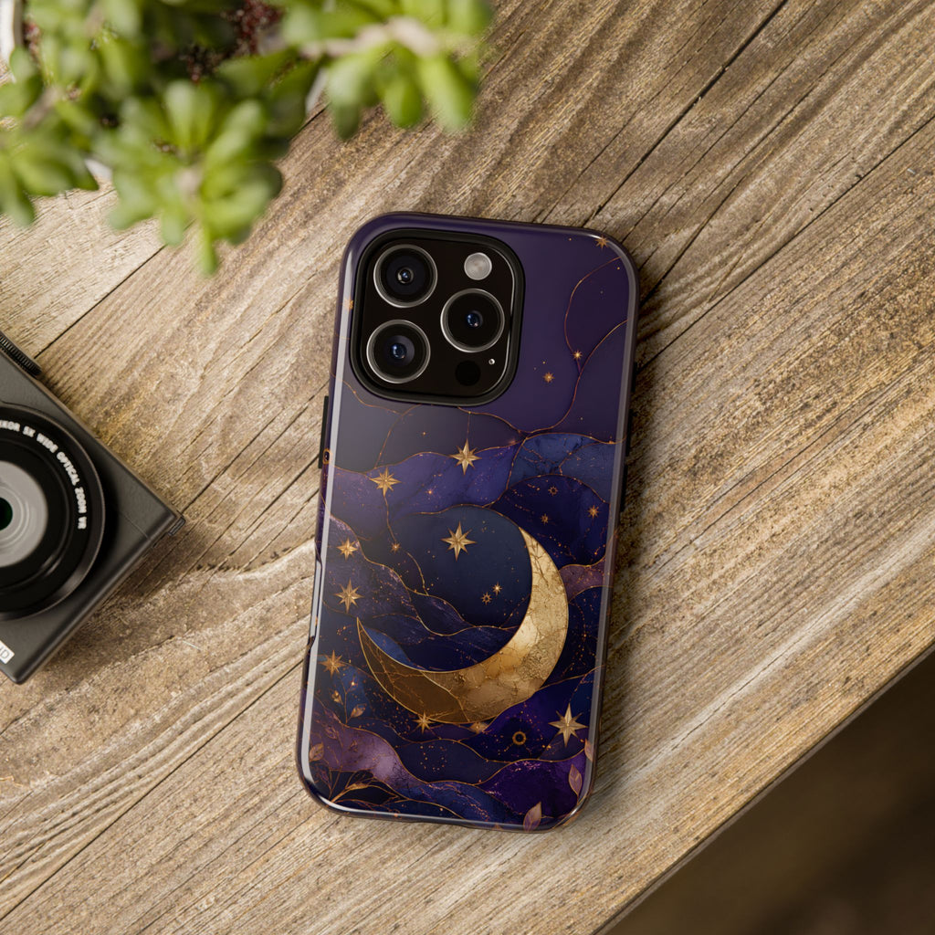 Moon & Stars iPhone Case | Celestial Crescent Moon iPhone Case