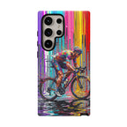 Cyclist Art Samsung Galaxy Phone Case | Colourful Drip Painting Tough Cases