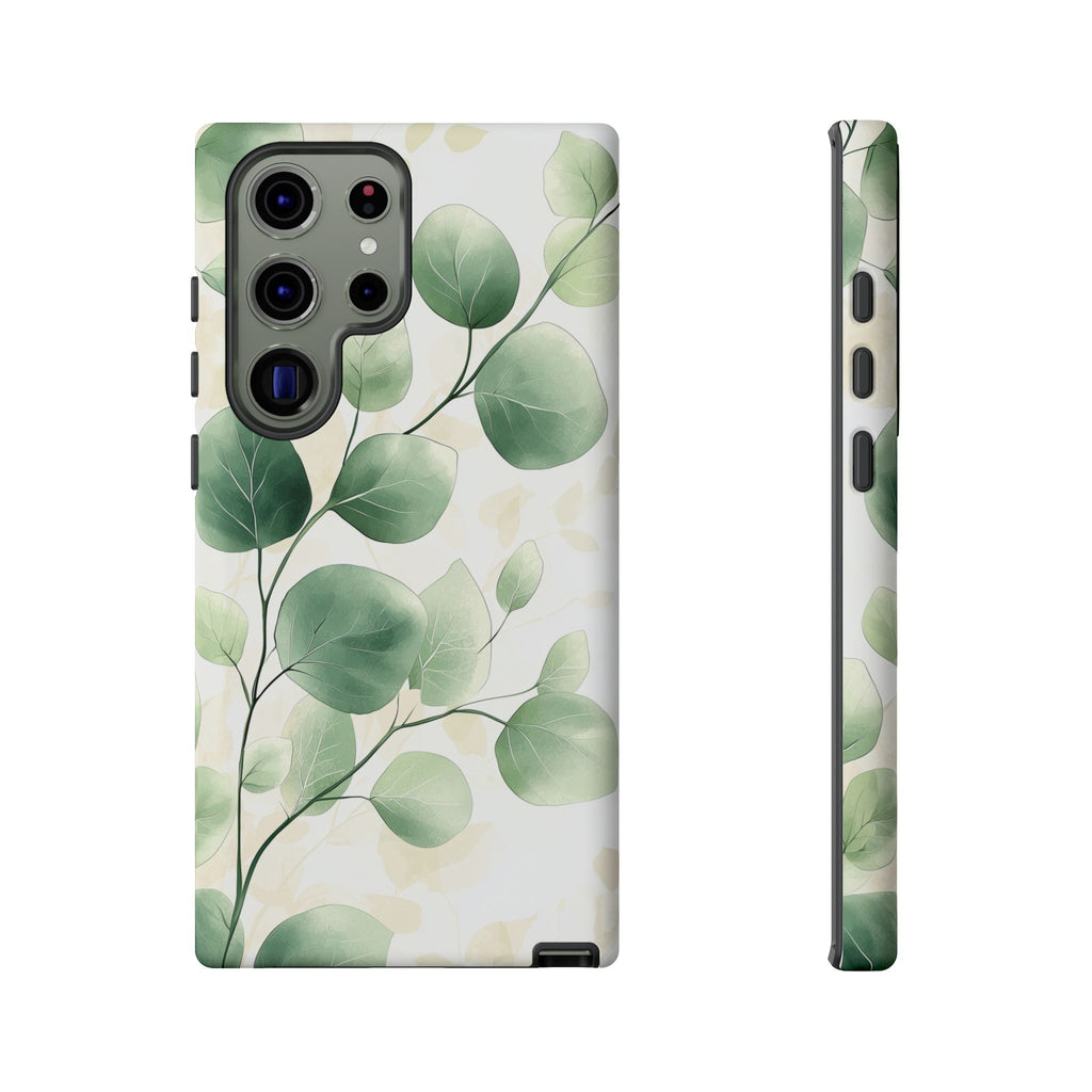 Botanical Eucalyptus Tough Samsung Galaxy Phone Case | Green Watercolour Leaf