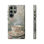 Cover per Samsung Galaxy a Tazza da tè Floreale Vintage — Elegante Cover Romantica per Smartphone