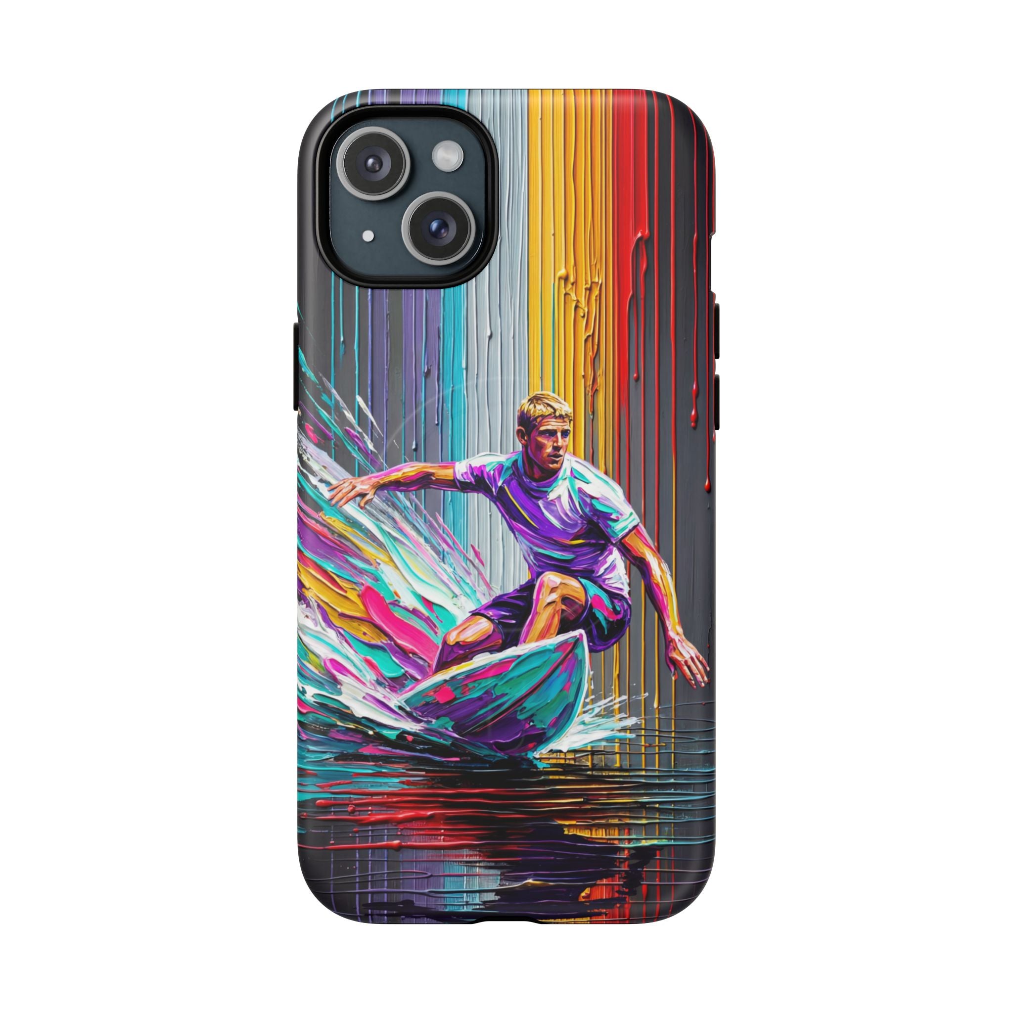 Surfing Art MagSafe iPhone Case | Colourful Wave Surfer Protective Cover