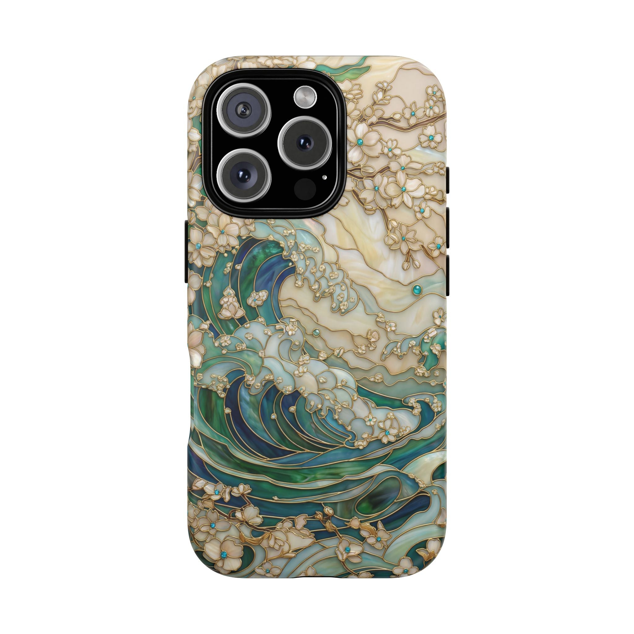 Custodia MagSafe per iPhone Ocean Wave — Custodia resistente con design artistico color acquamarina