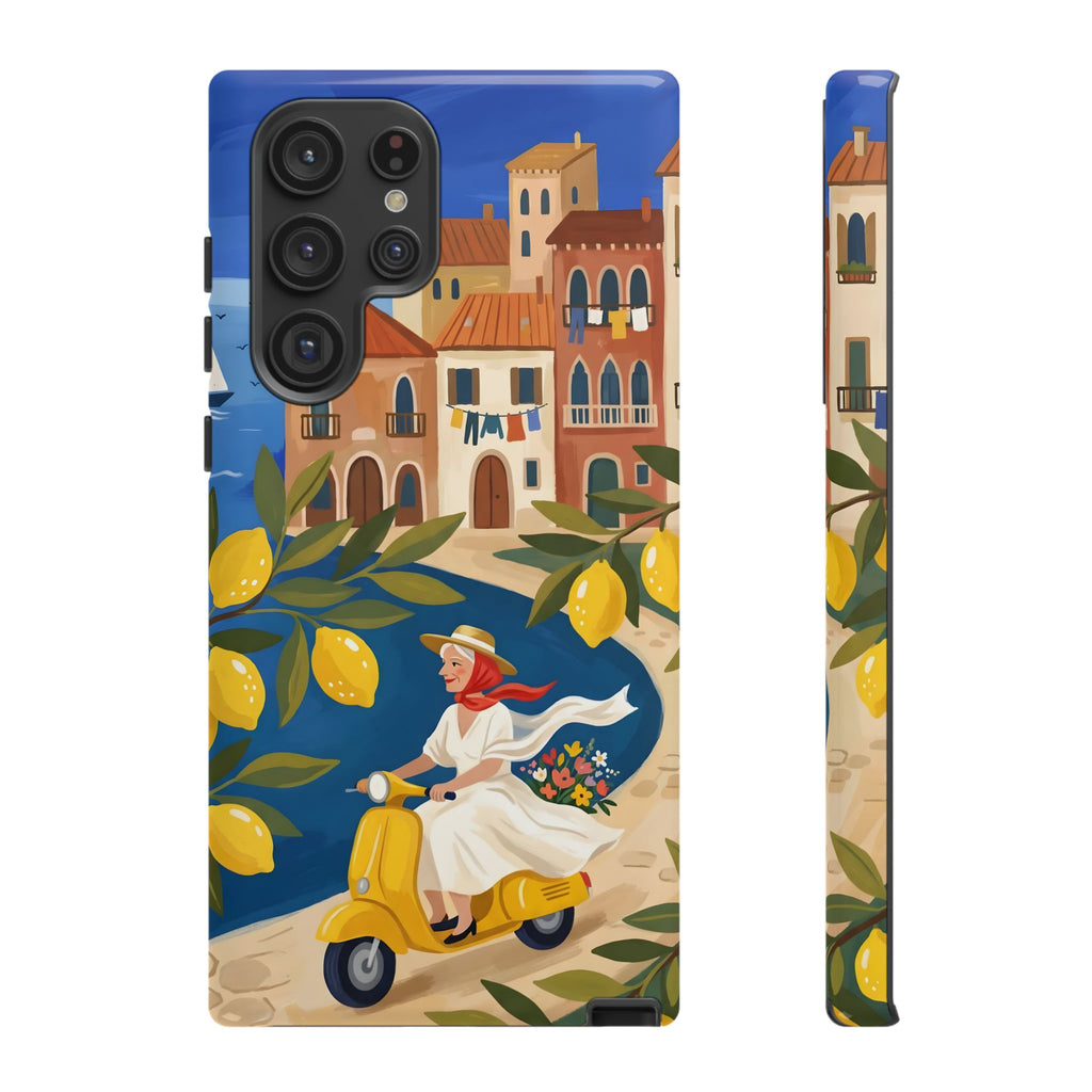 Lemon Coast Scooter Samsung Galaxy Phone Case | Mediterranean Vespa Travel Designn