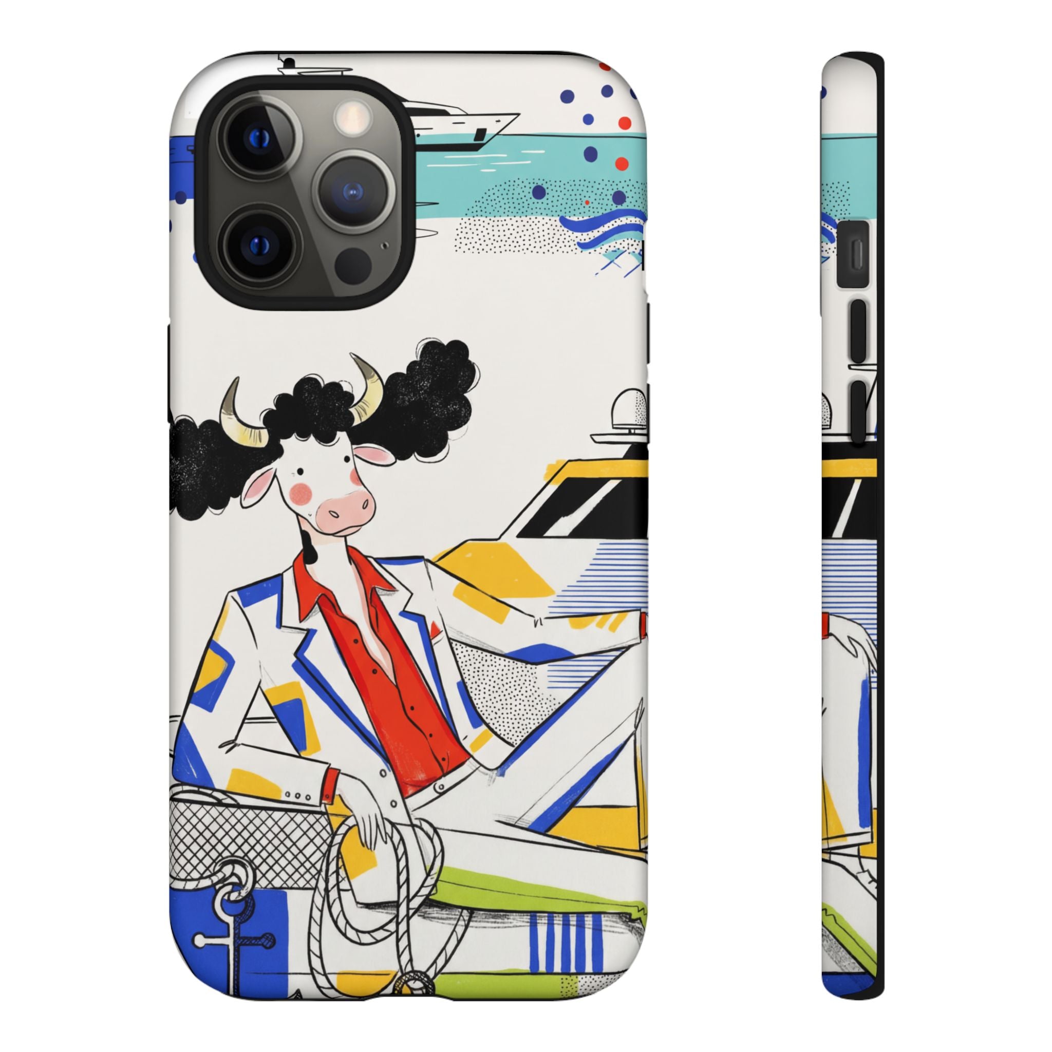Nautical Cow Graphic Protective iPhone Case