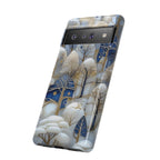 Blue Gold Winter Forest Google Pixel Case — Elegant Tree Pattern Tough Case