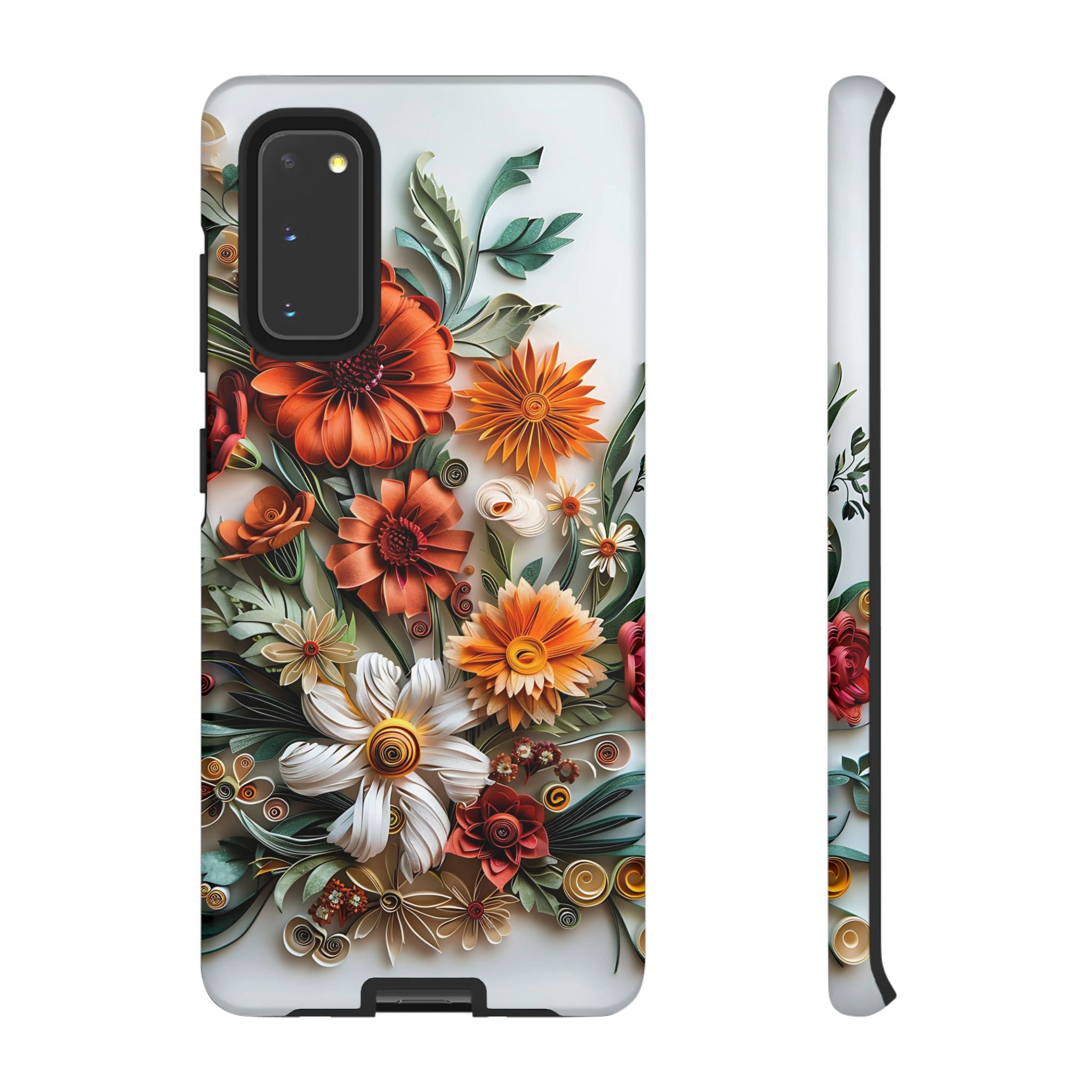 Floral Quilling Tough Samsung Galaxy Case — Orange Daisy