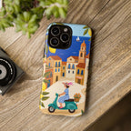 Mediterranean Scooter iPhone Case | Coastal Lemon Grove Design