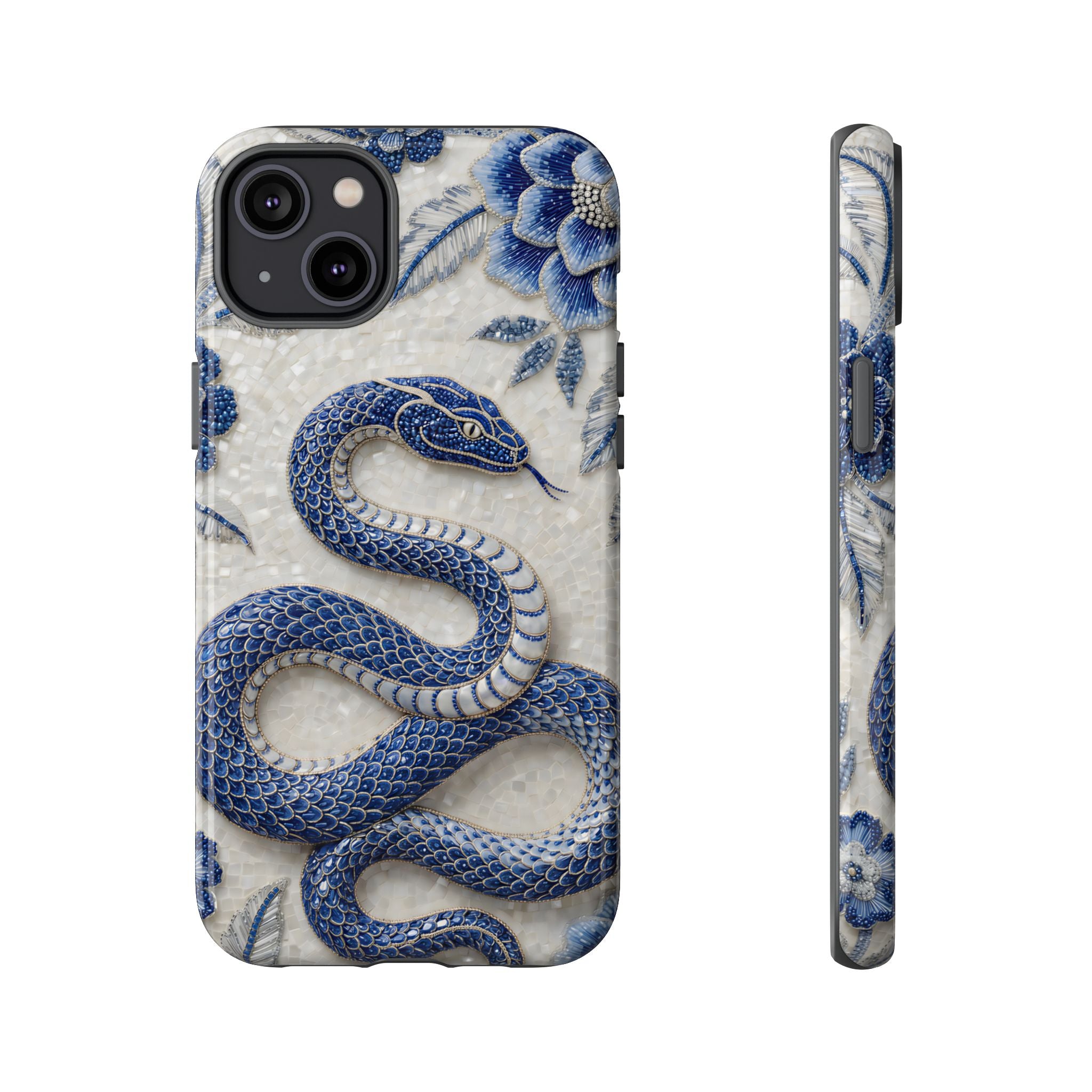 Asian Zodiac Snake iPhone Case | Blue & White Porcelain Slim Shockproof Case | Year of the Snake