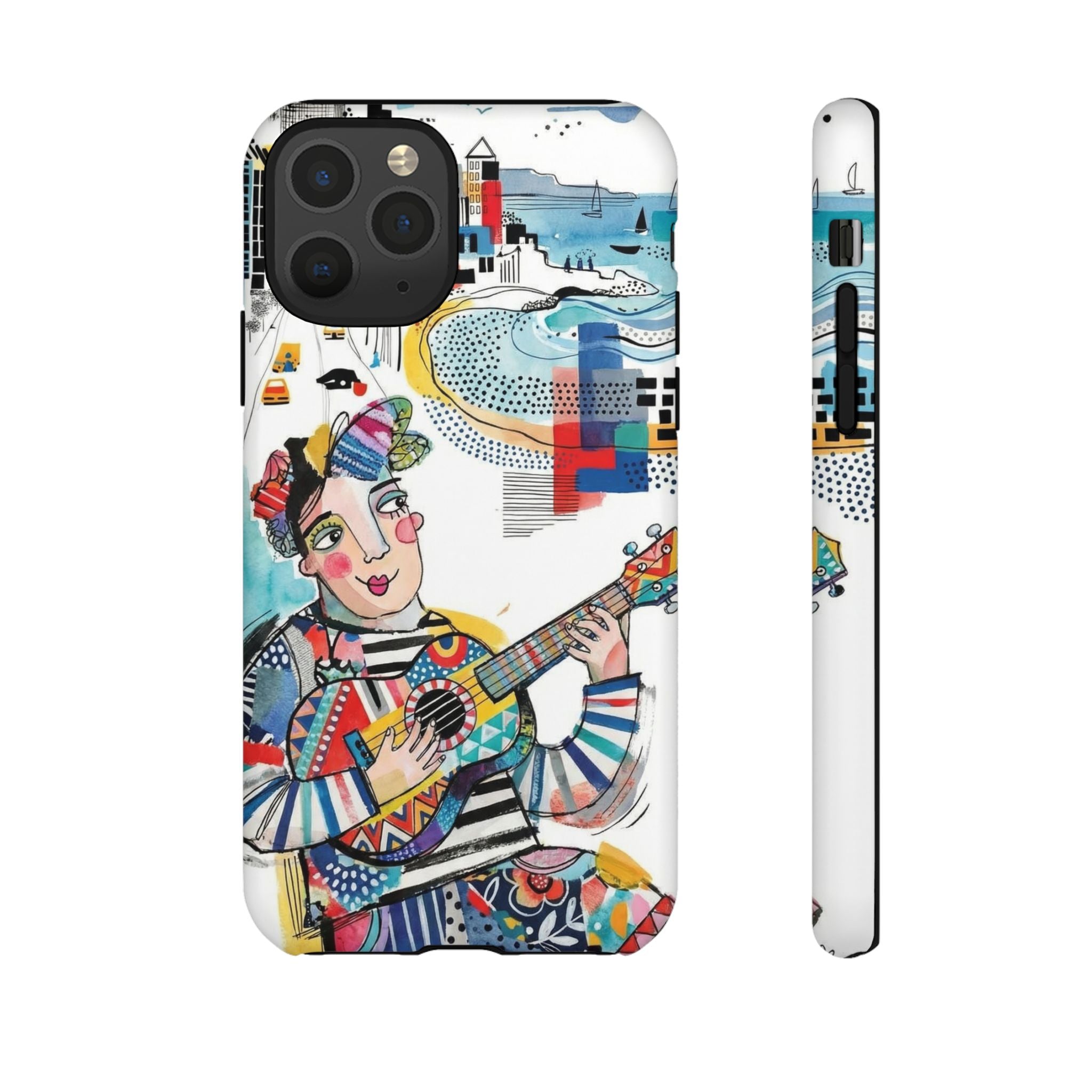 Artistic Musician iPhone Case | Colorful Guitar Cityscape Tough Case