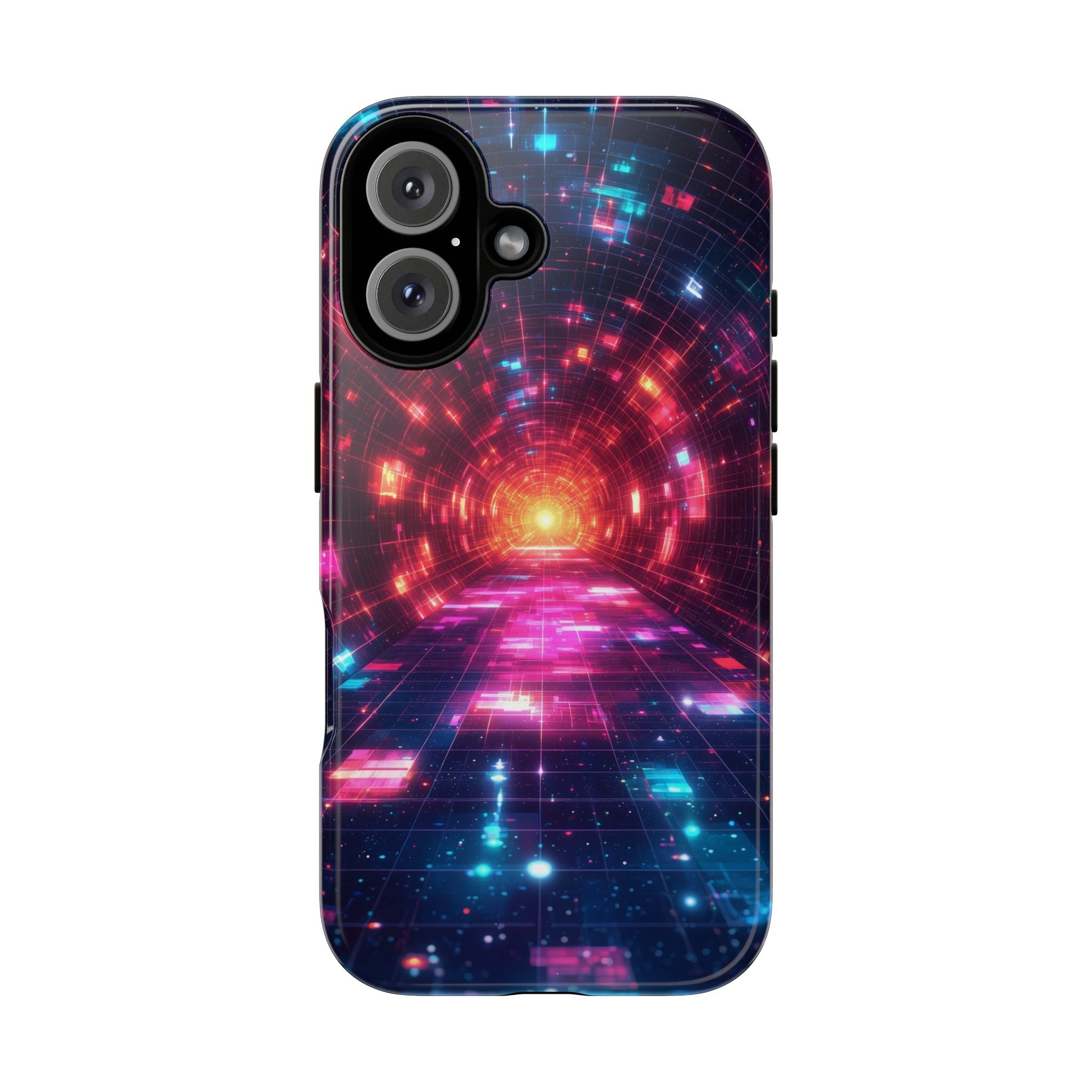 Neon Tunnel Tough iPhone Case — Retro Futuristic Galaxy Design