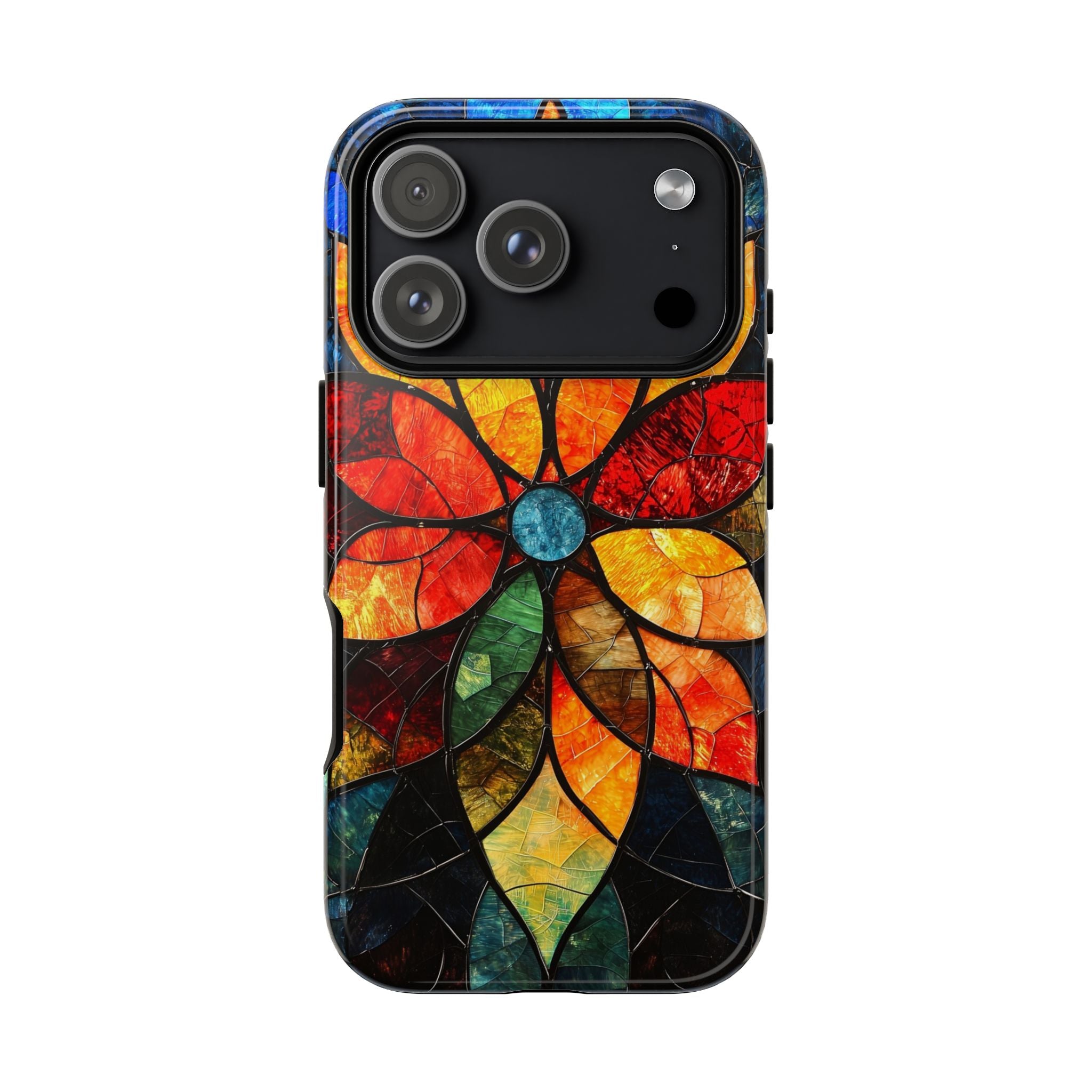 Stained Glass Flower iPhone Case — Colorful Mosaic Protective Cover