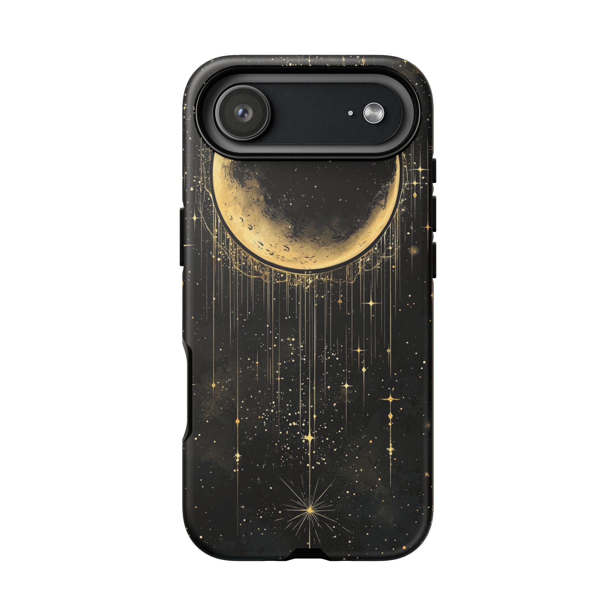 Moonlit Crescent Tough iPhone Case | Gold Stars Night Sky