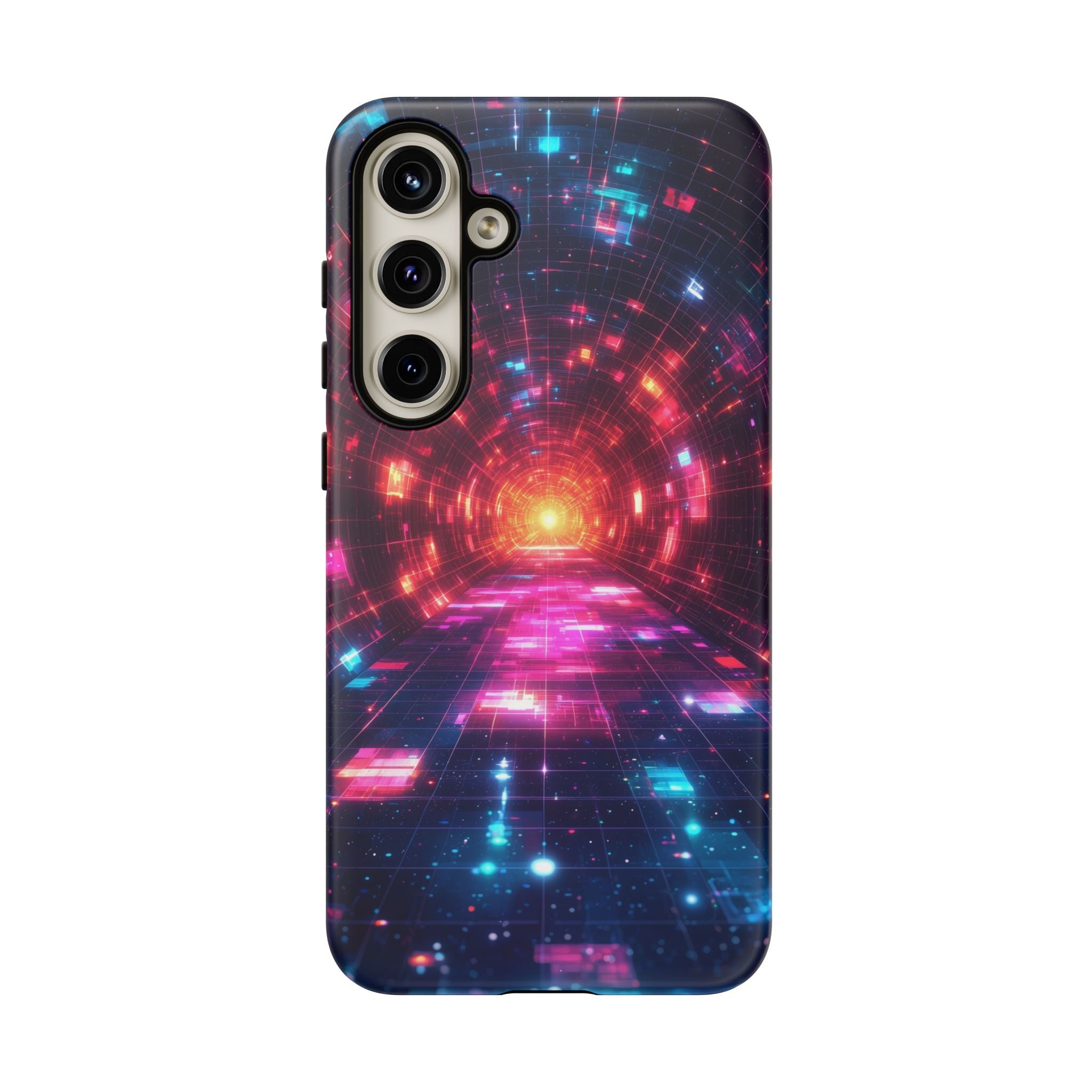Neon Tunnel Tough Samsung Galaxy Case — Retro Futuristic Galaxy Design