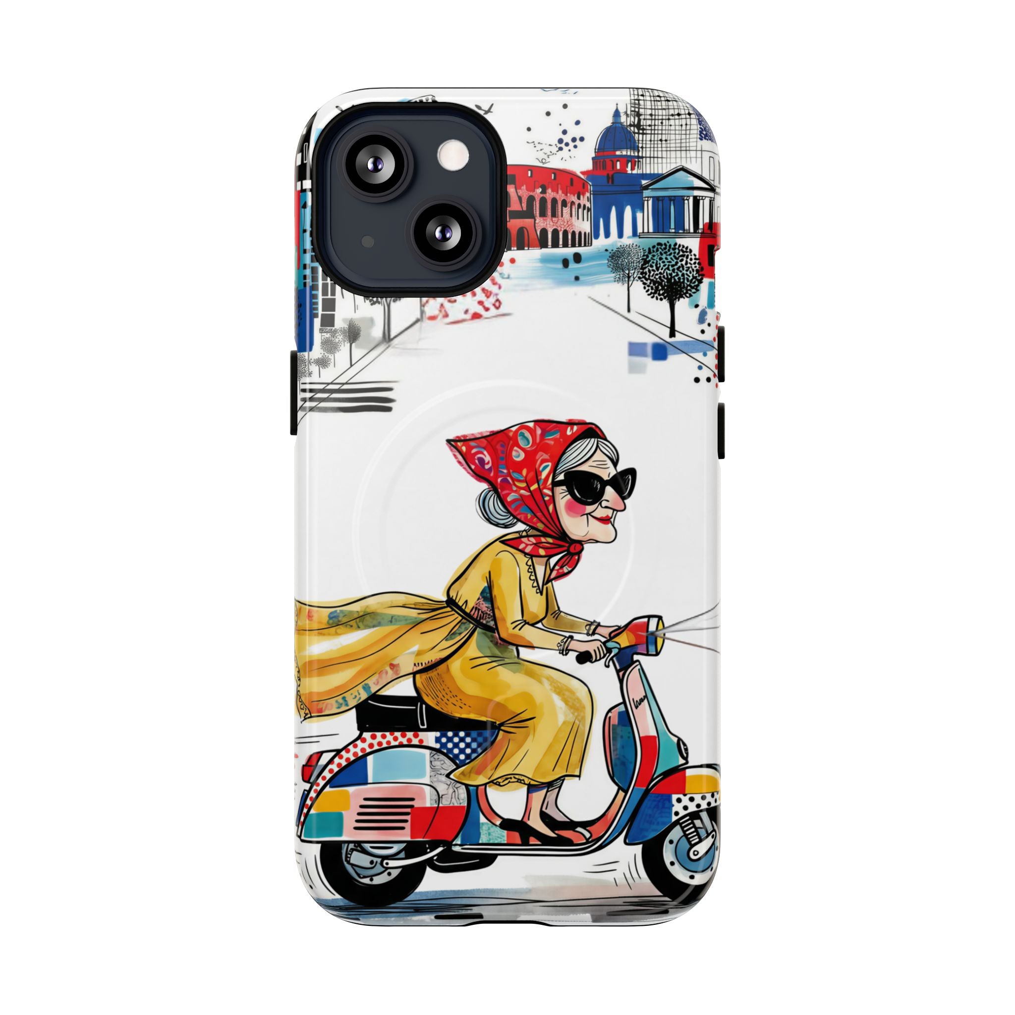 Vintage Vespa Granny MagSafe iPhone Case | Retro Scooter Travel iPhone Cover