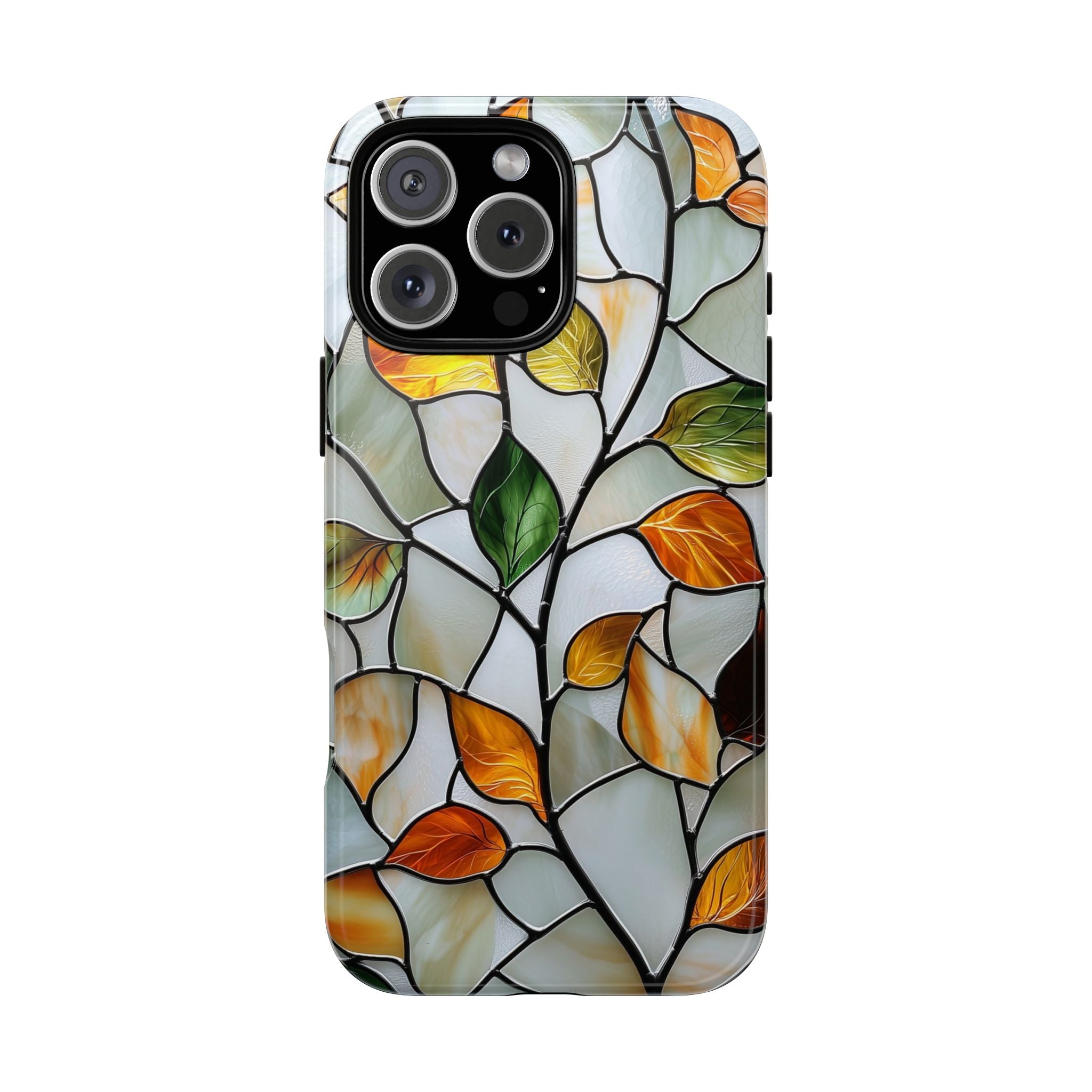 Stained Glass Autumn Leaves Mosaic iPhone Case