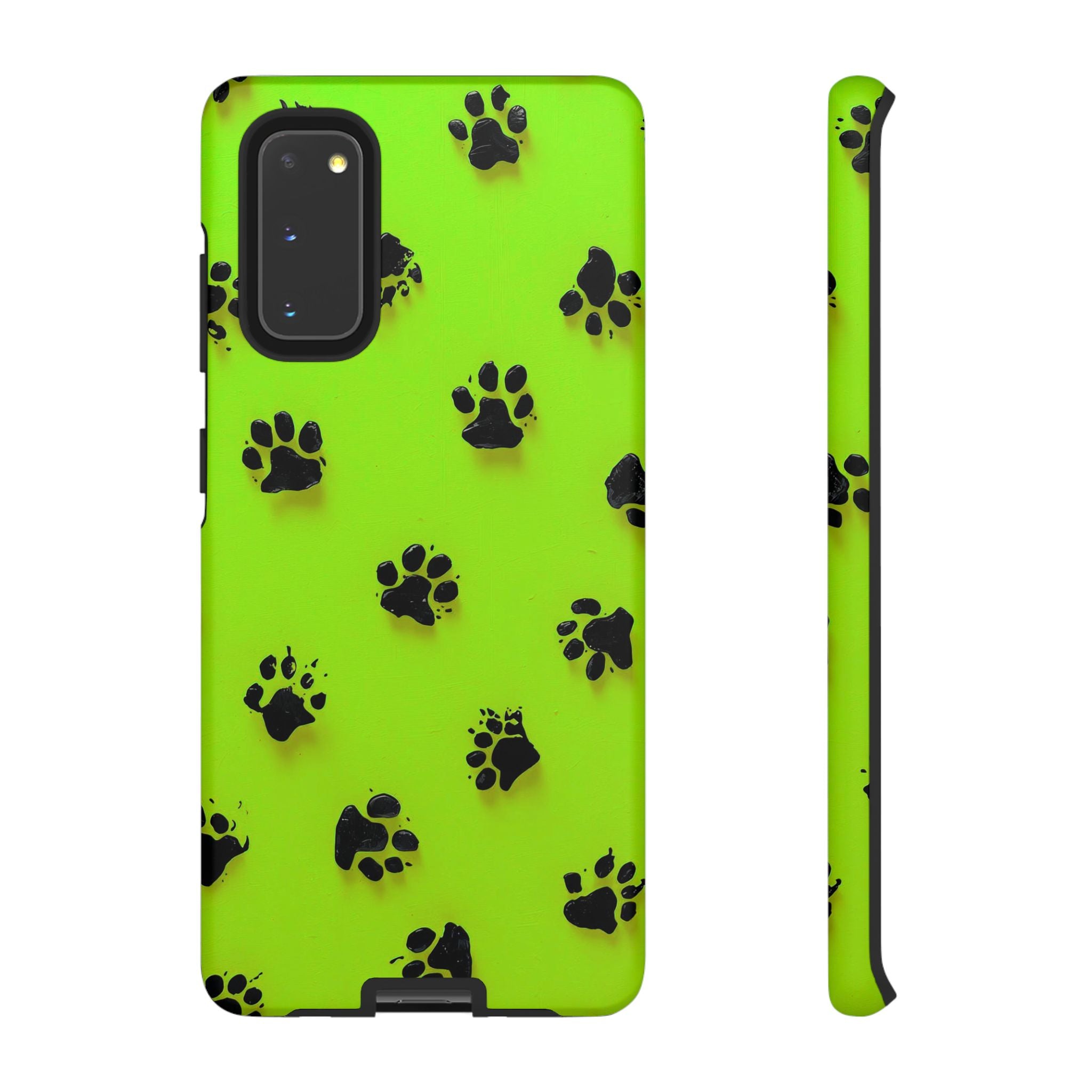Neon Paw Print Tough Samsung Galaxy Case — Shockproof Pet Lover iPhone Cover