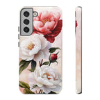 Custodia per Samsung Galaxy con motivo floreale Peony | Rosa bianca vintage