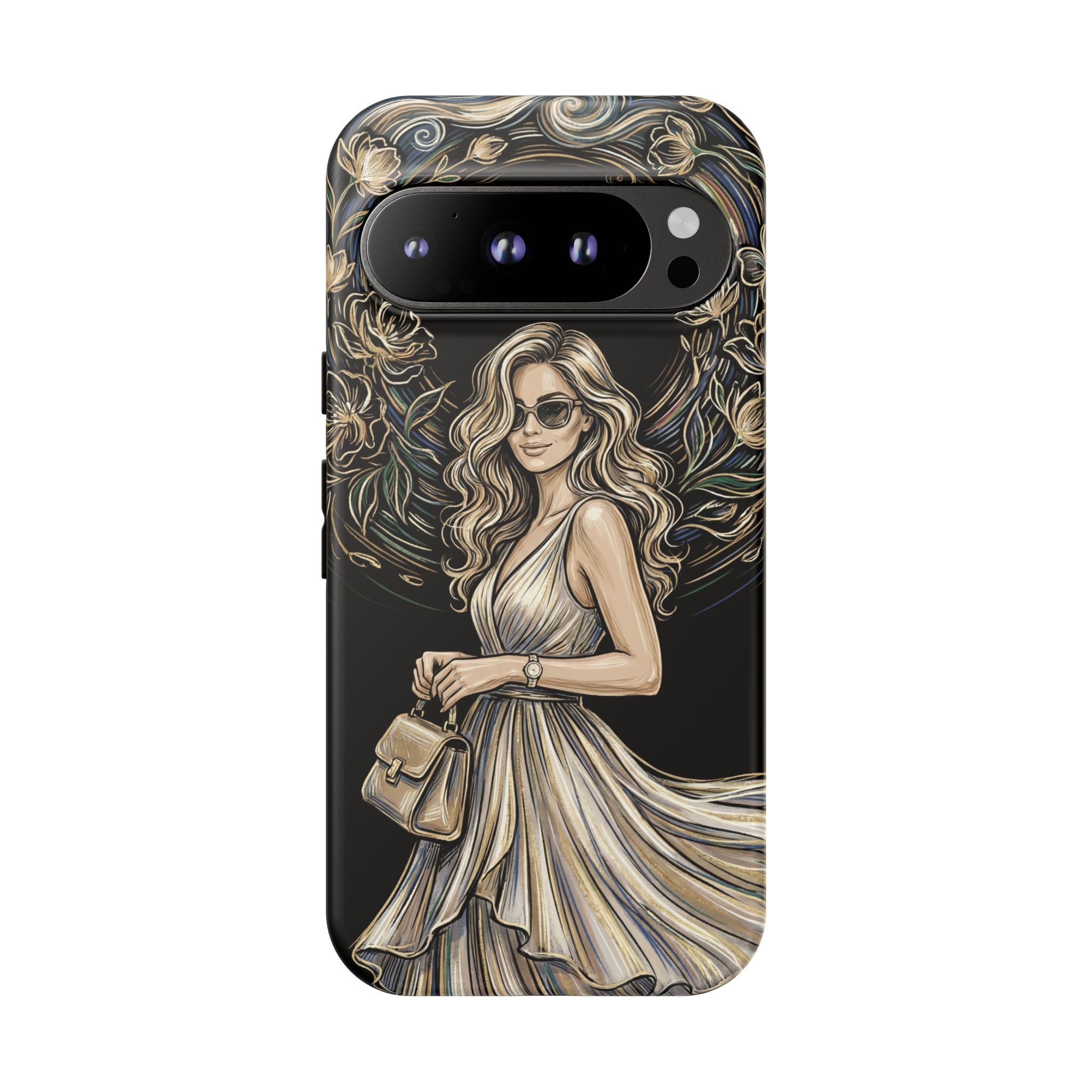 Stylish Woman Floral Wreath Tough Google Pixel Phone Case