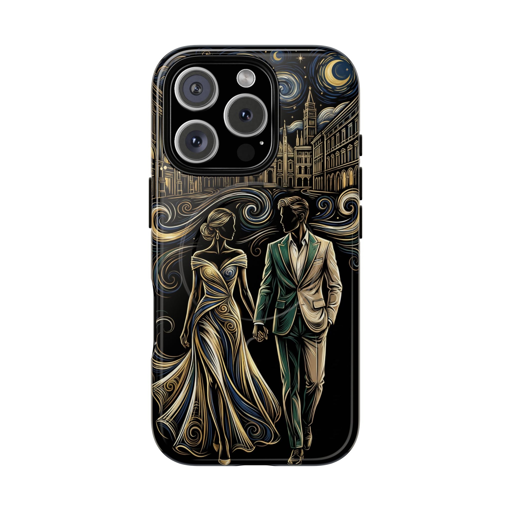 Romantic Night Walk MagSafe iPhone Case | Elegant Couple Art