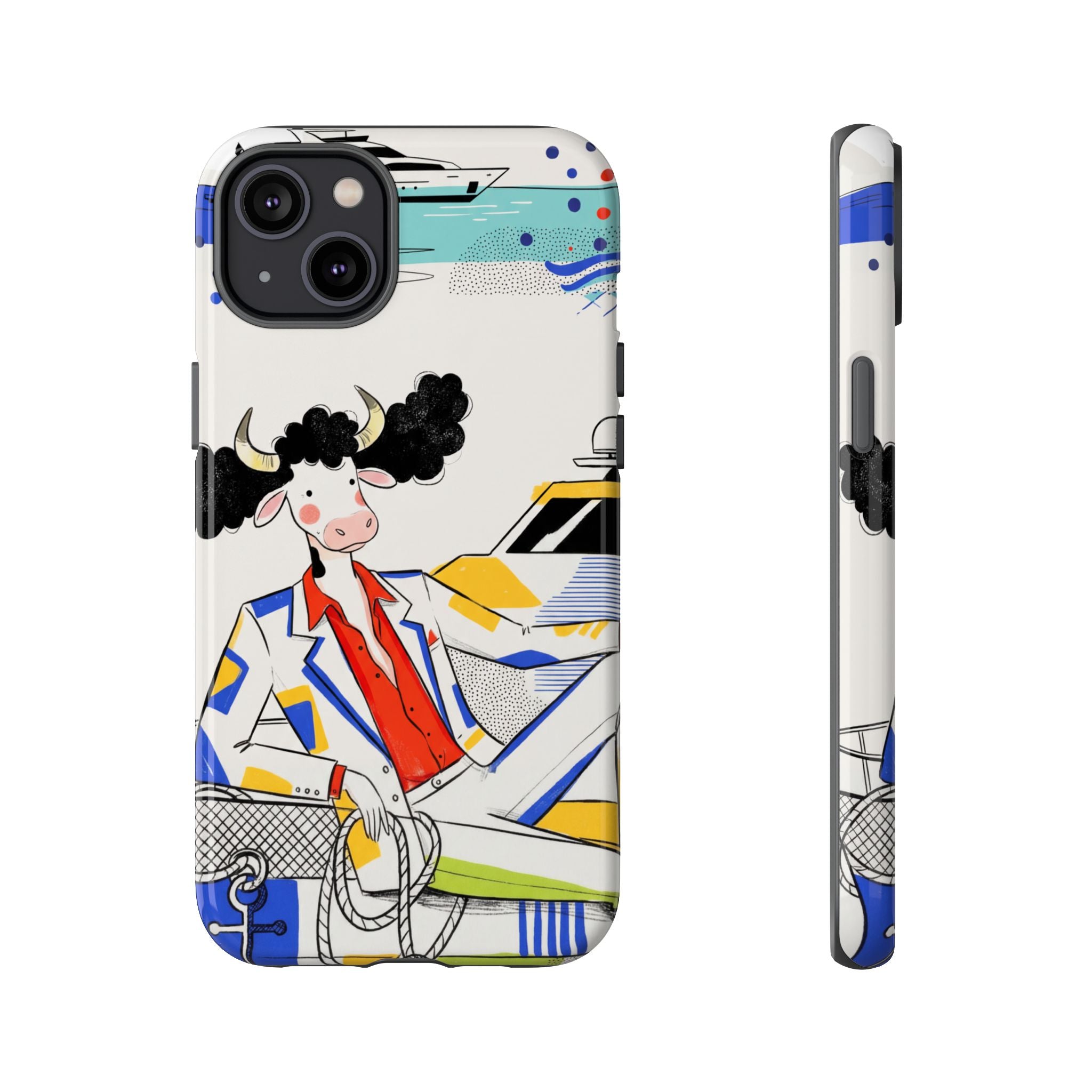Nautical Cow Graphic Protective iPhone Case