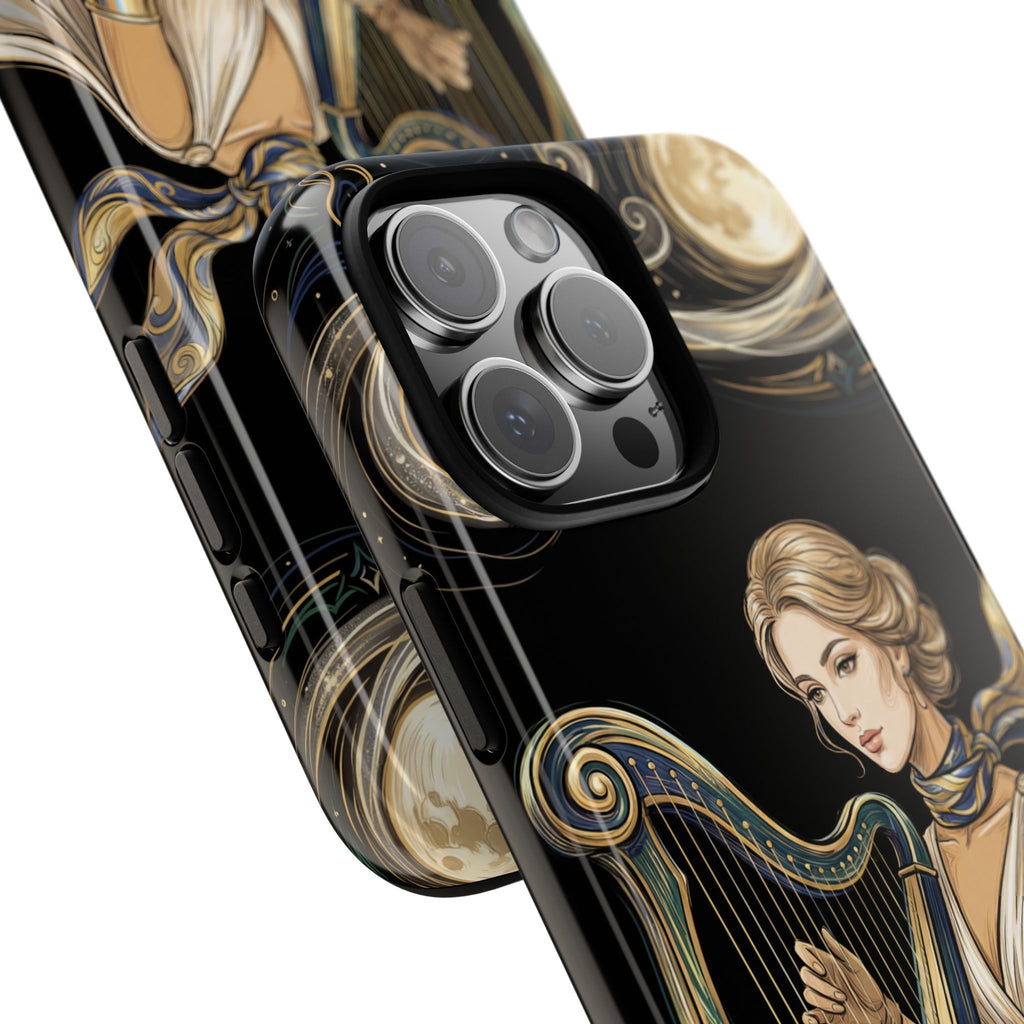 Moonlit Harp iPhone Case | Vintage Goddess Musician Art
