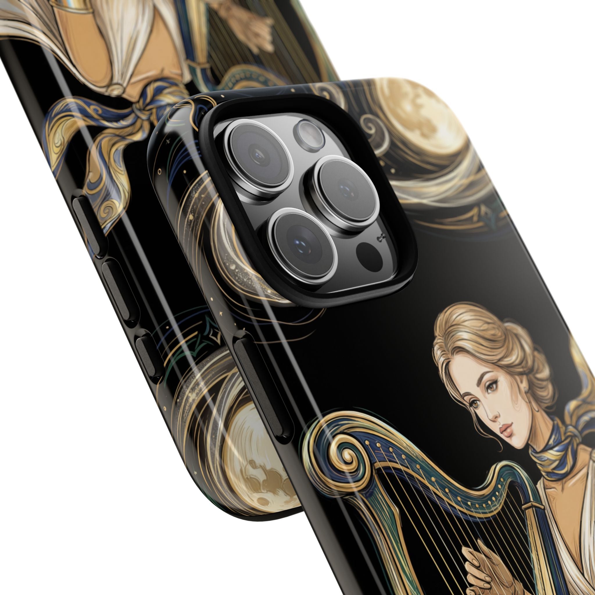 Moonlit Harp iPhone Case | Vintage Goddess Musician Art