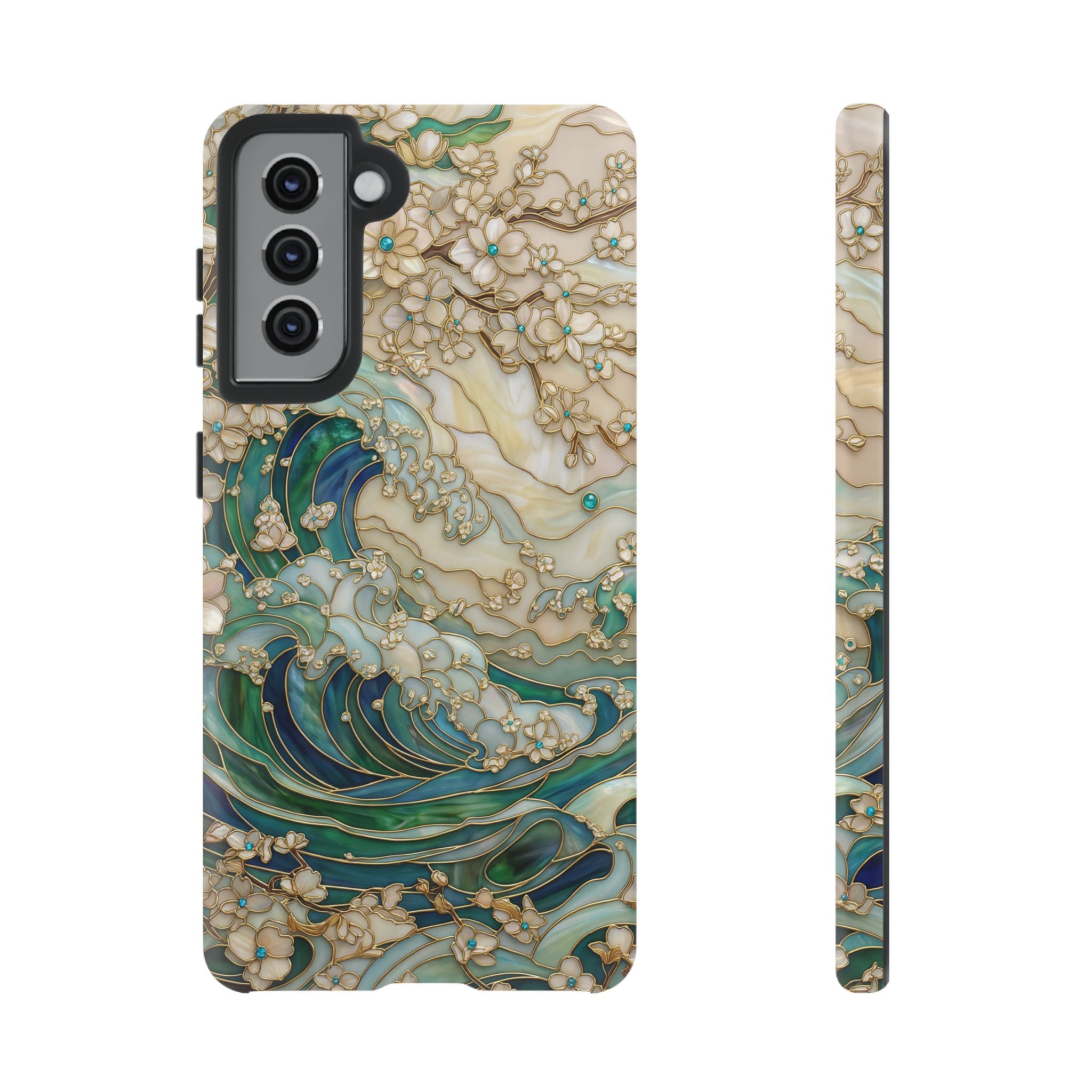 Elegant Ocean Wave Floral Art Samsung Galaxy Case