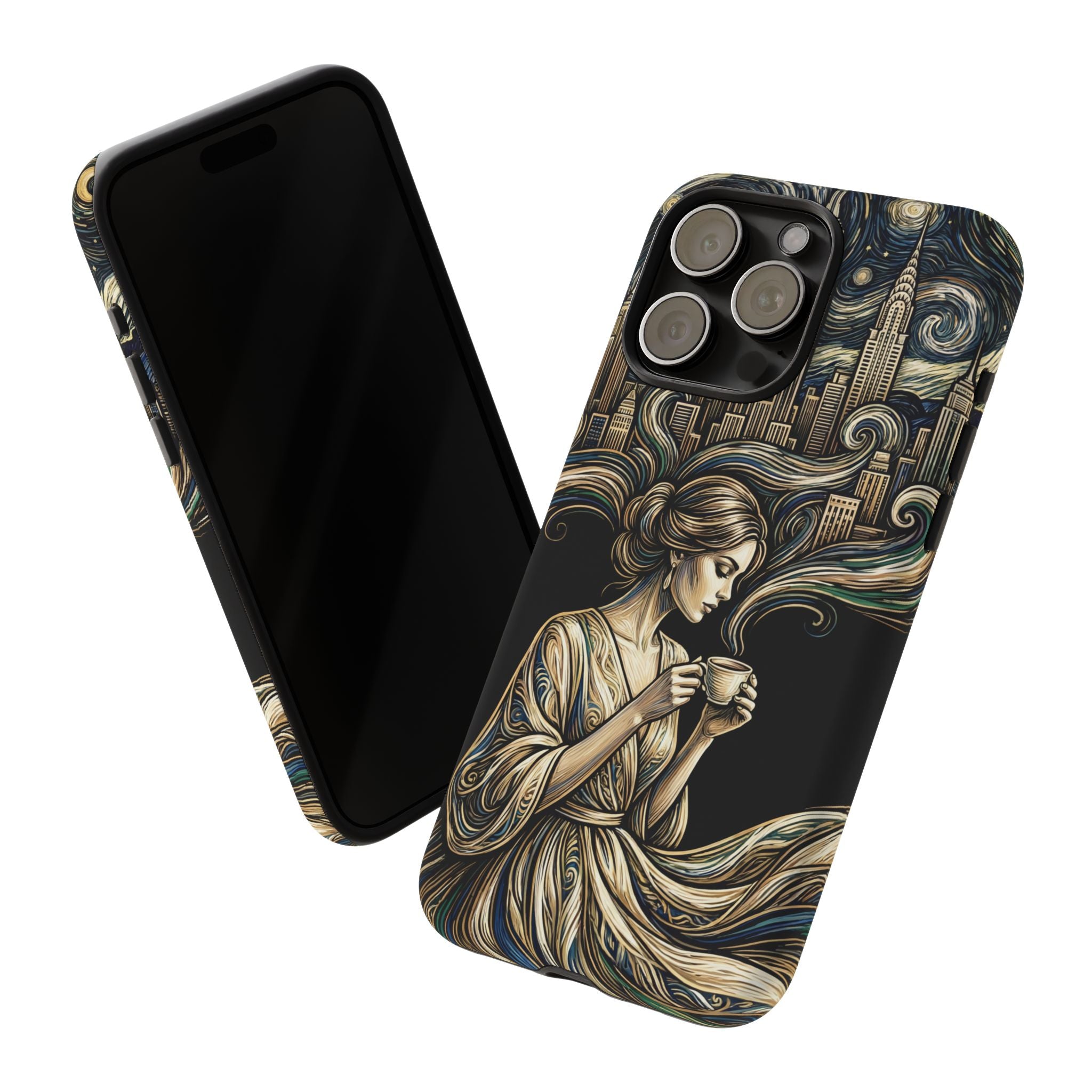 Vintage Cityscape Woman Tea Art iPhone Case