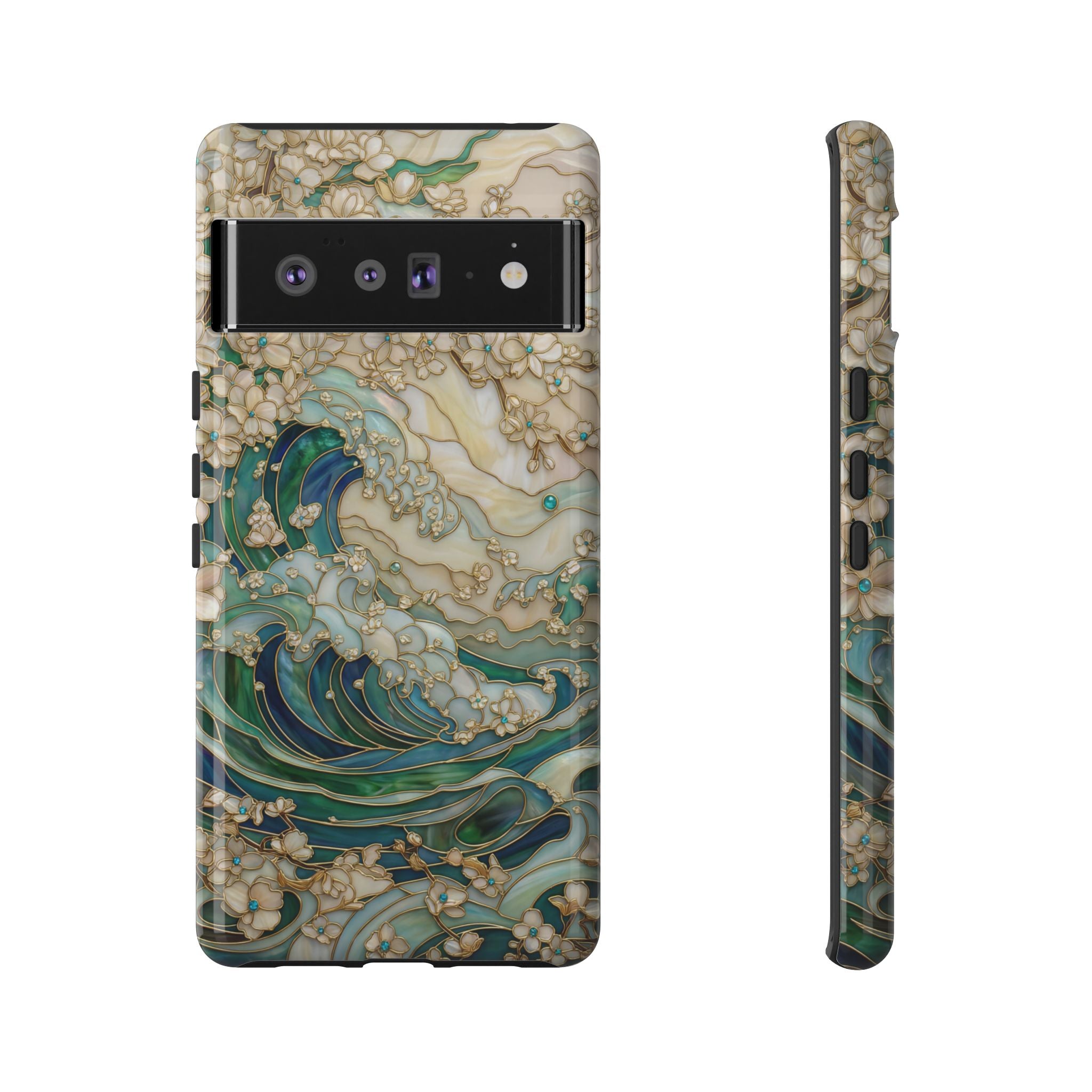 Elegant Ocean Wave Floral Art Google Pixel Case