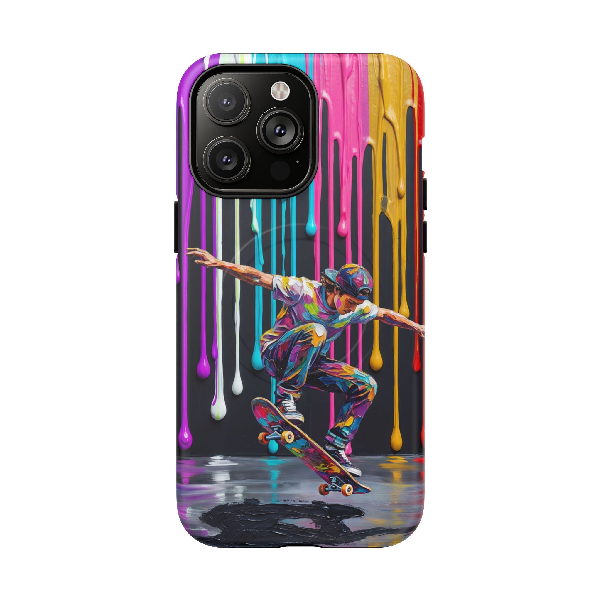 Colourful Drip Art Skateboarder Splash MagSafe iPhone Case